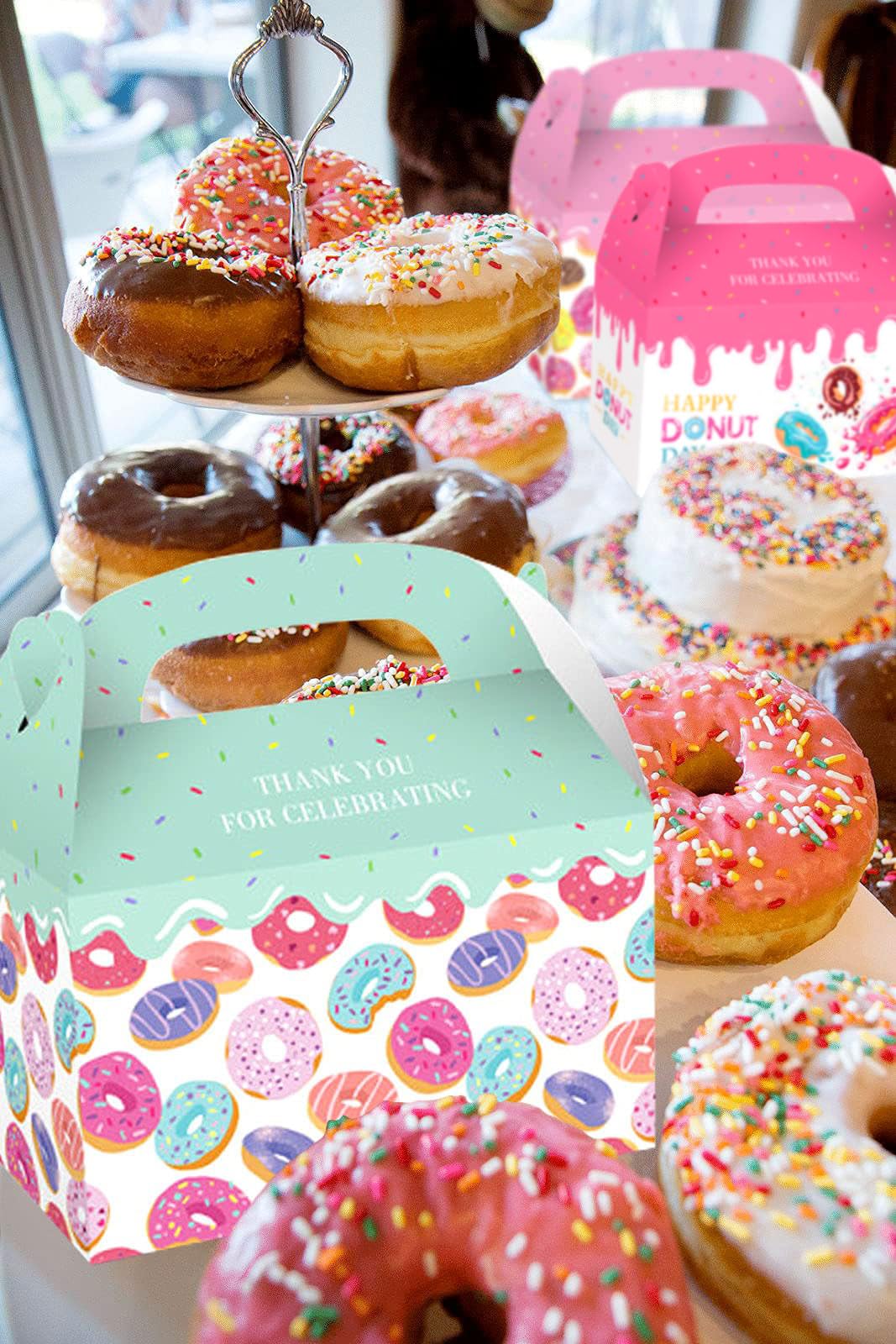 12 Pack Donut Party Favor Bags - Colorful Candy & Goodie Bags for Kids Birthday Parties, Baby Showers & School Events - Fun Donut-Themed Party Supplies for Celebrations