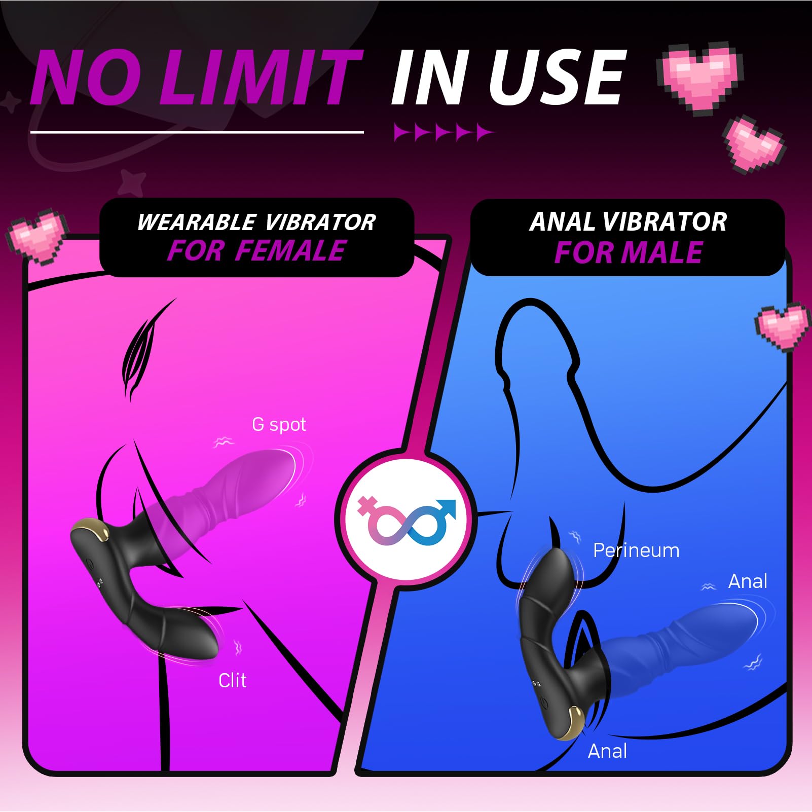 BEISAR 3-in-1 Thrusting Prostate Massager for Men - 9 Speed Anal Vibrator with Clitoral Stimulation | Male Sex Toy & Wearable Vibrator for Women | Perfect for Solo Play & Couples Intimacy