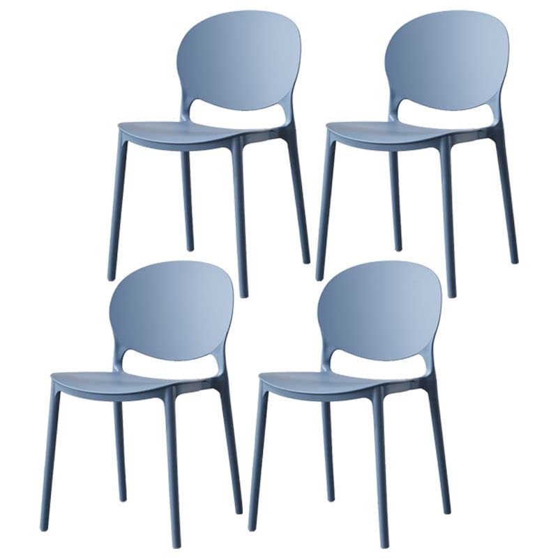 Mid Century Modern Dining Chairs Set of 4 - Stackable Plastic Armless Side Chairs for Kitchen, Dining Room & Living Room - Lightweight Open Back Design in Airy Blue - Perfect for Small Spaces, Apartments & Outdoor Entertaining