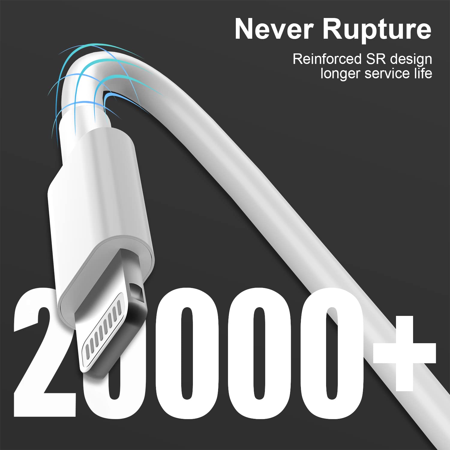 2-Pack 6ft iPhone Charger Cable - Apple MFi Certified Fast Charging Lightning to USB Cord for iPhone 14/13/12/11/X/8/7 - Durable 6-Foot Long Charger for Home, Office & Travel