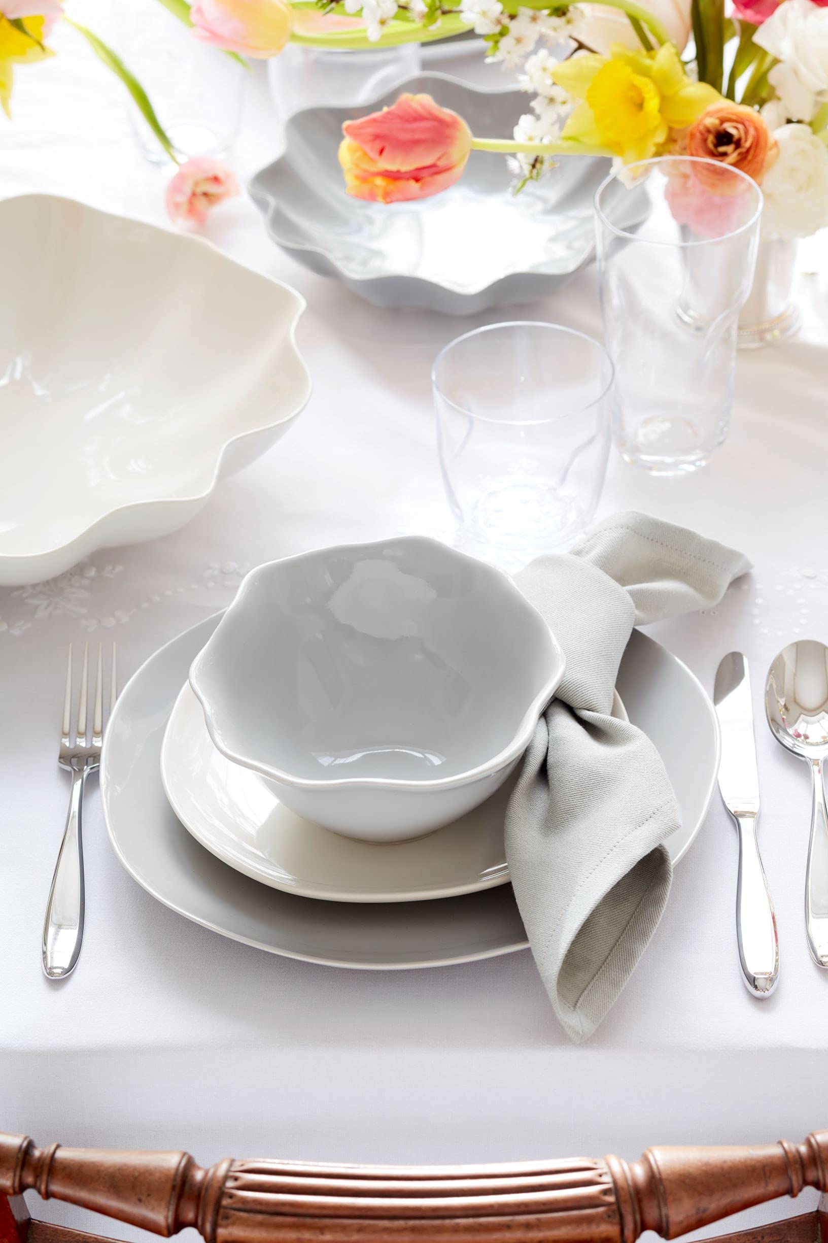 Portmeirion Sophie Conran Floret 4-Piece Dinnerware Set - Porcelain Dinner Plate, Salad Plate, Cereal Bowl & Mug | Microwave & Dishwasher Safe | Perfect for Formal Dining, Everyday Meals & Gift Giving