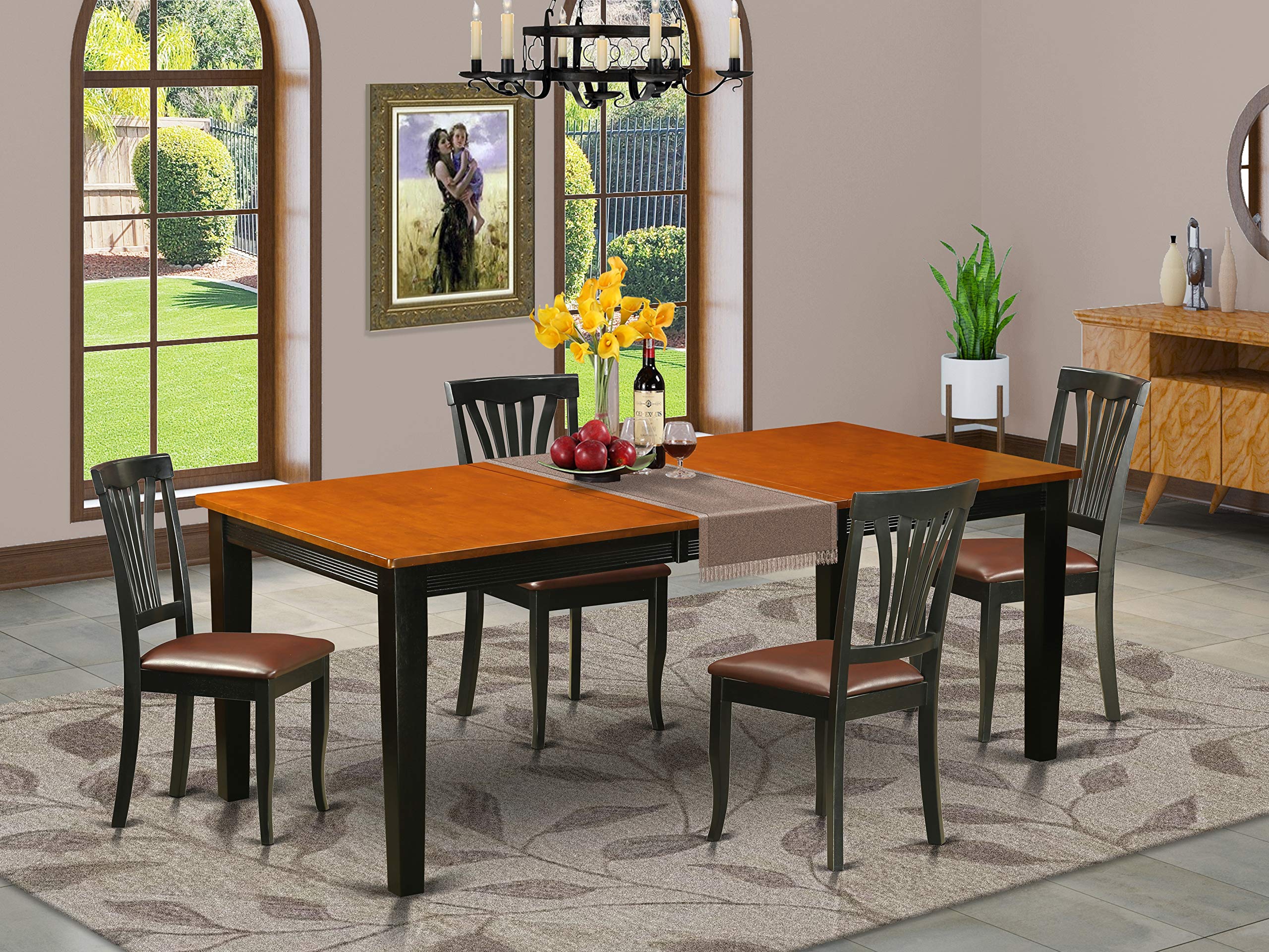5 PC Dining Set - Solid Wood Dining Table with 4 Chairs for Small Space & Family Meals