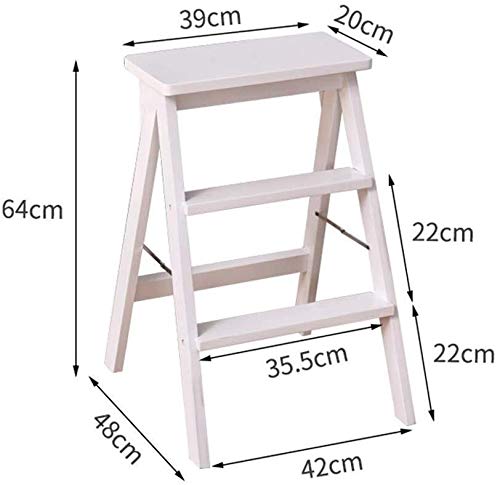 KAZUP 3-Step Wooden Folding Step Stool for Home, Kitchen, and Indoor Use - Solid Wood Foldable Ladder Stool for Kids & Adults - Perfect for Reaching High Shelves, Cabinets, and Storage
