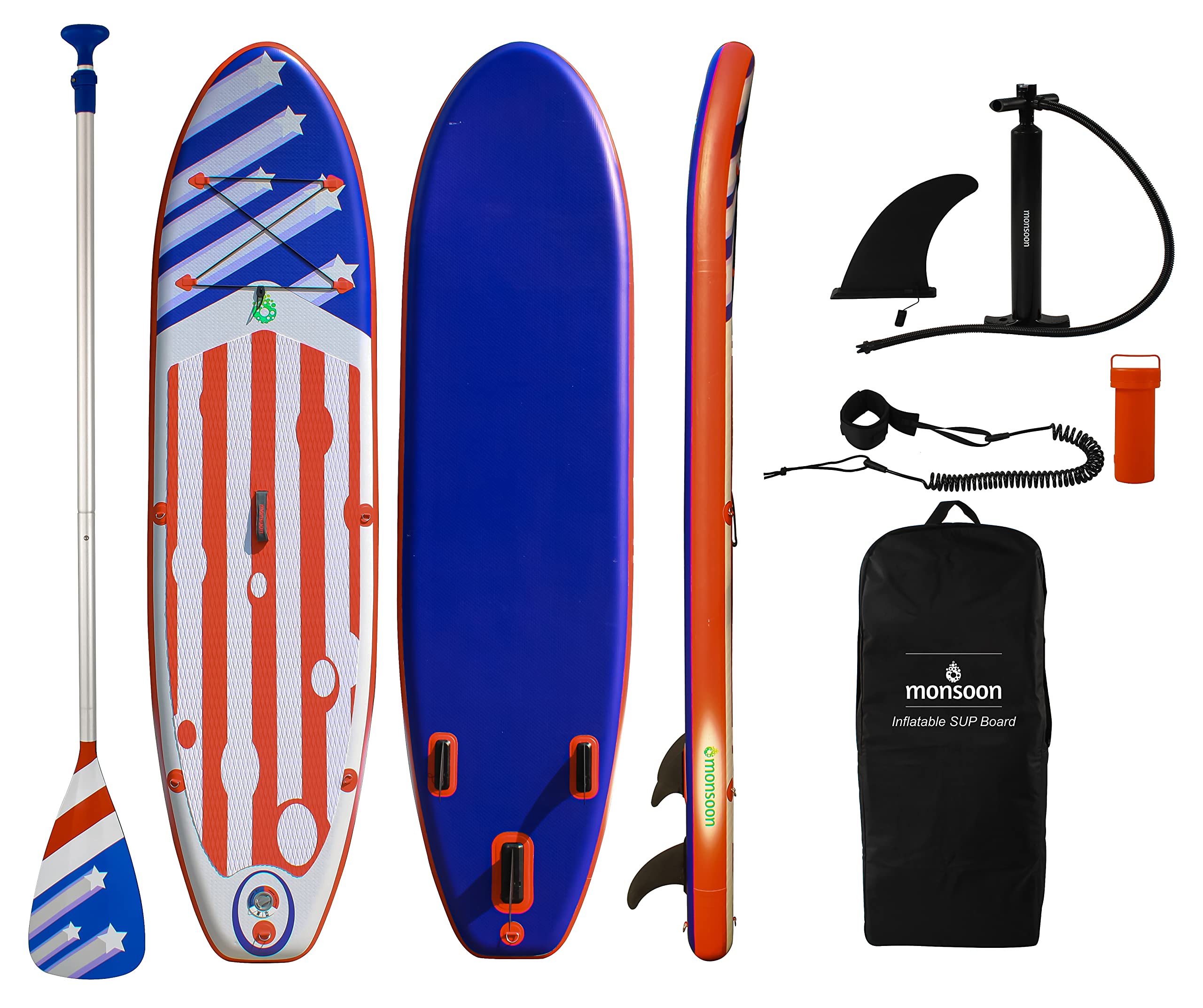 Monsoon Inflatable Stand Up Paddle Board (SUP) with Premium Accessories & Carry Bag - Lightweight, Durable for Lakes, Rivers & Ocean Paddling - Perfect for Yoga, Fishing & Family Water Adventures