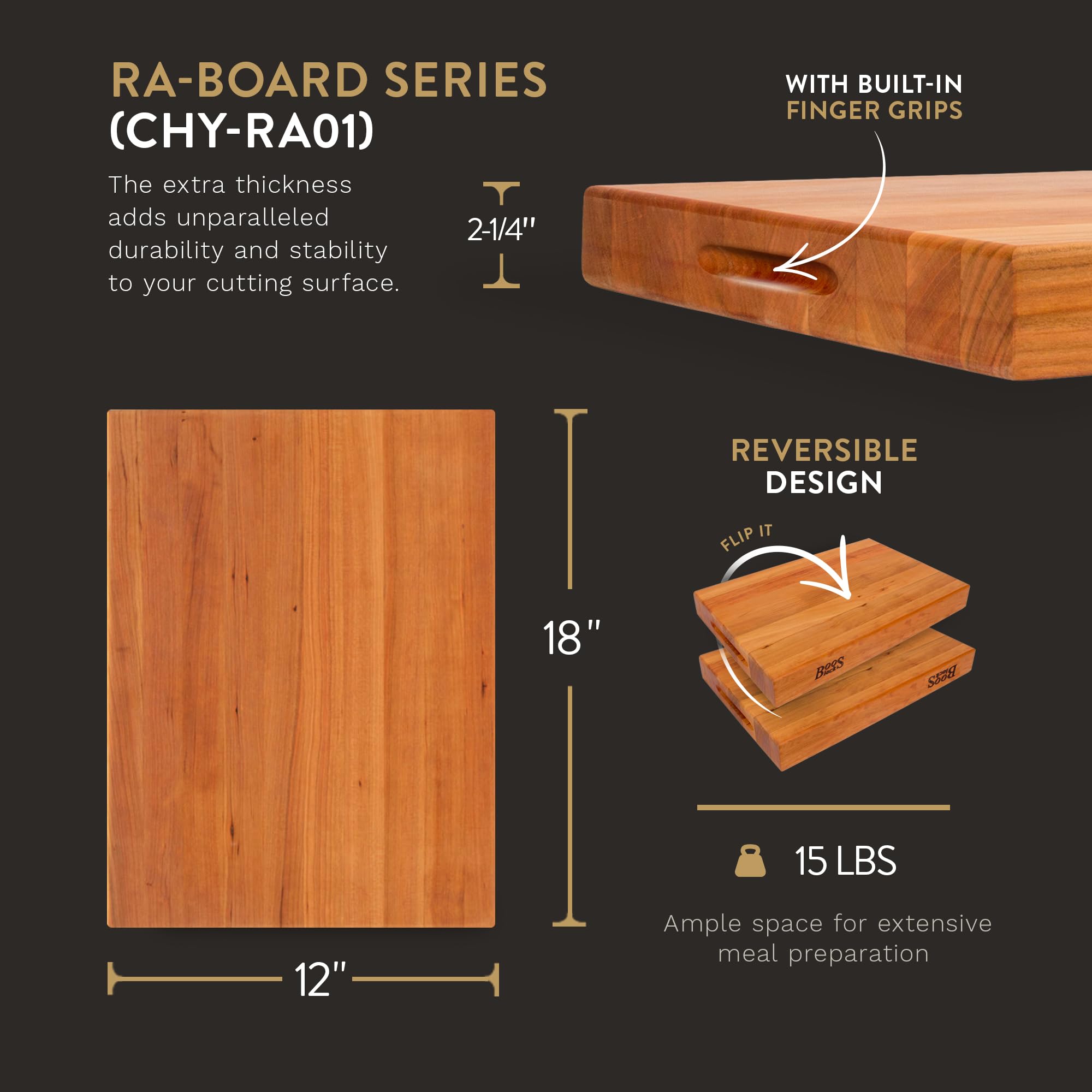John Boos Block RA-Board Large Reversible Wood Cutting Board 18