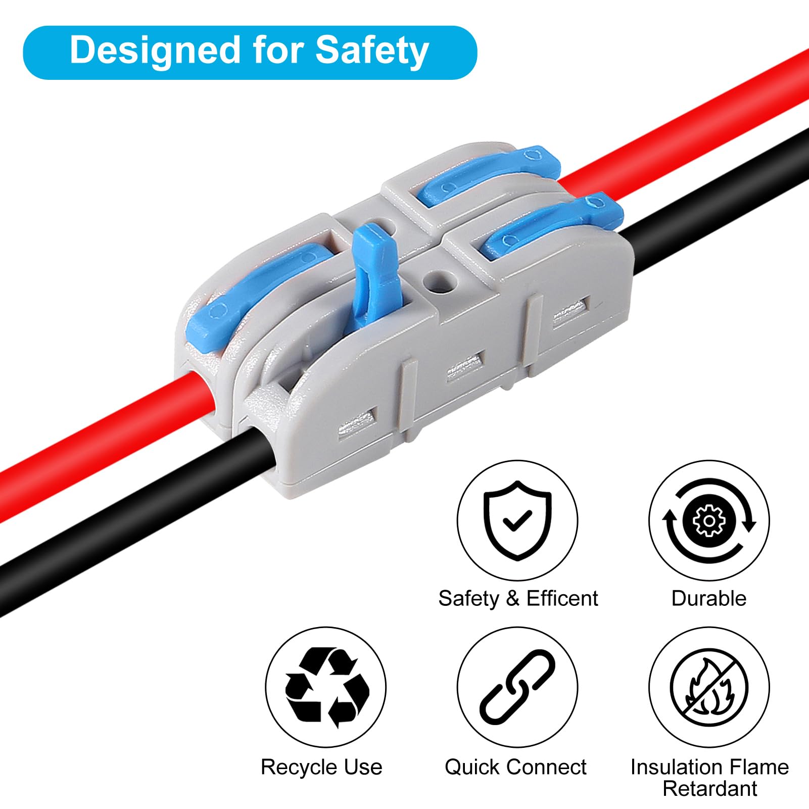 20PCS Compact Lever Wire Connectors - 1 Conductor Electrical Splicing Connectors for 24-12 AWG Wires | Ideal for Home Wiring, DIY Projects & Electrical Repairs