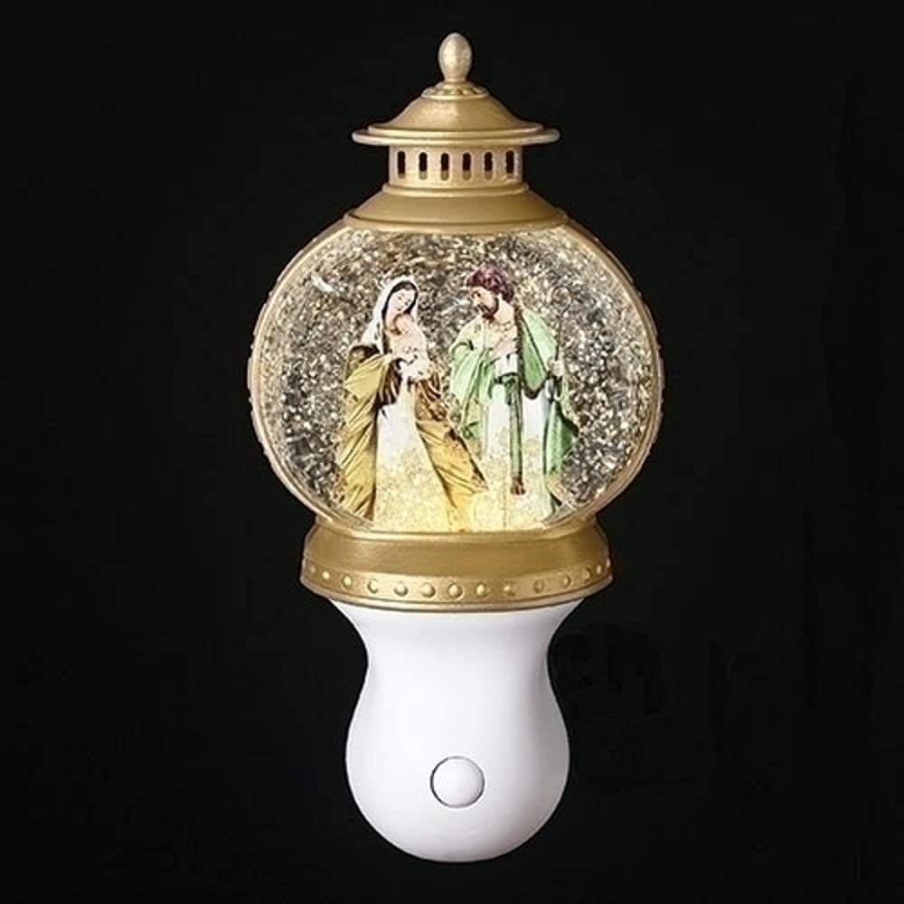 Roman Nativity Scene Swirl Lantern Plug-in Night Light - Religious Christmas Decor for Home, Church & Holiday Display