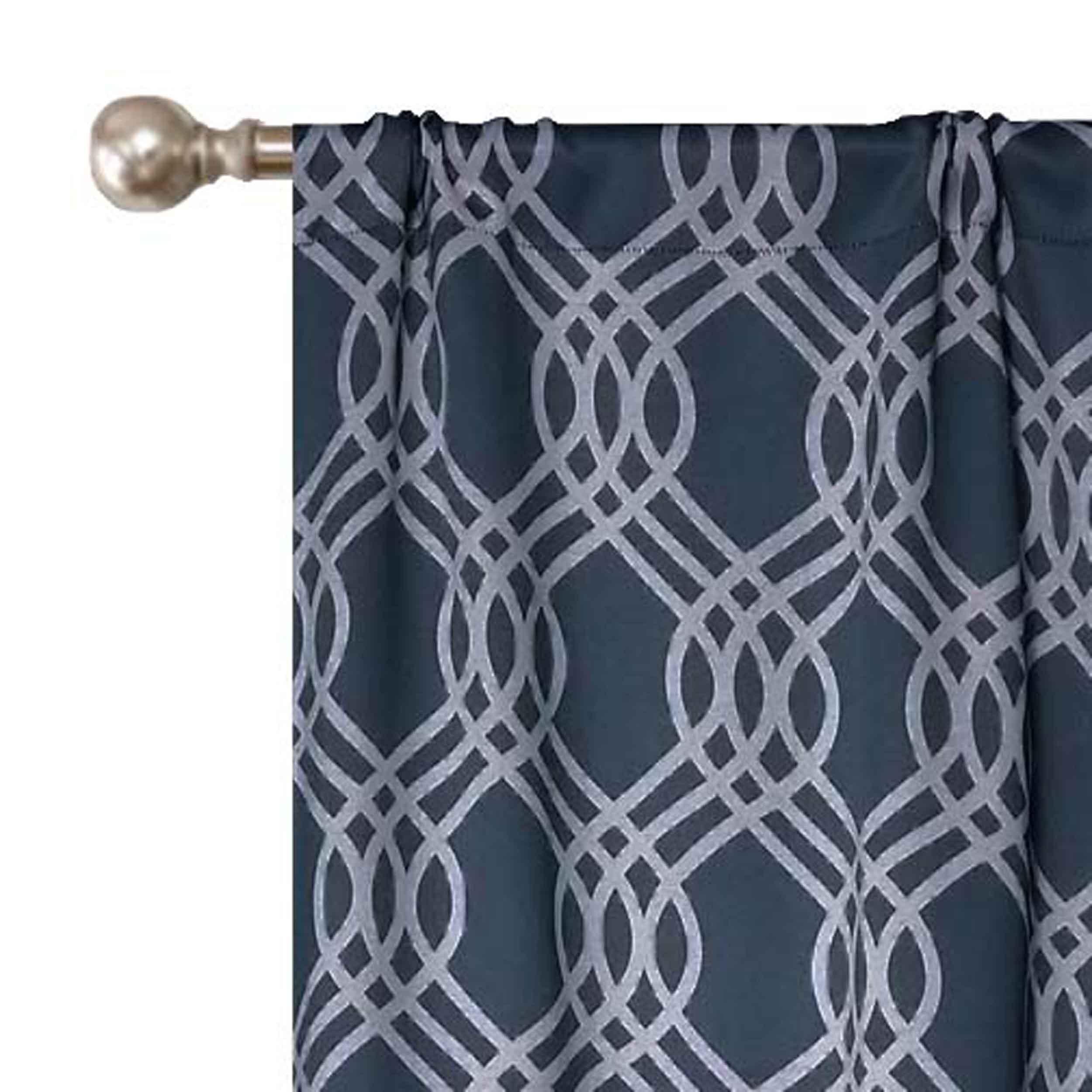 Washable Blackout Curtains with Ribbon Trellis Design - Room Darkening Window Treatment for Bedroom & Living Room - Thermal Insulated Drapes for Better Sleep and Energy Efficiency