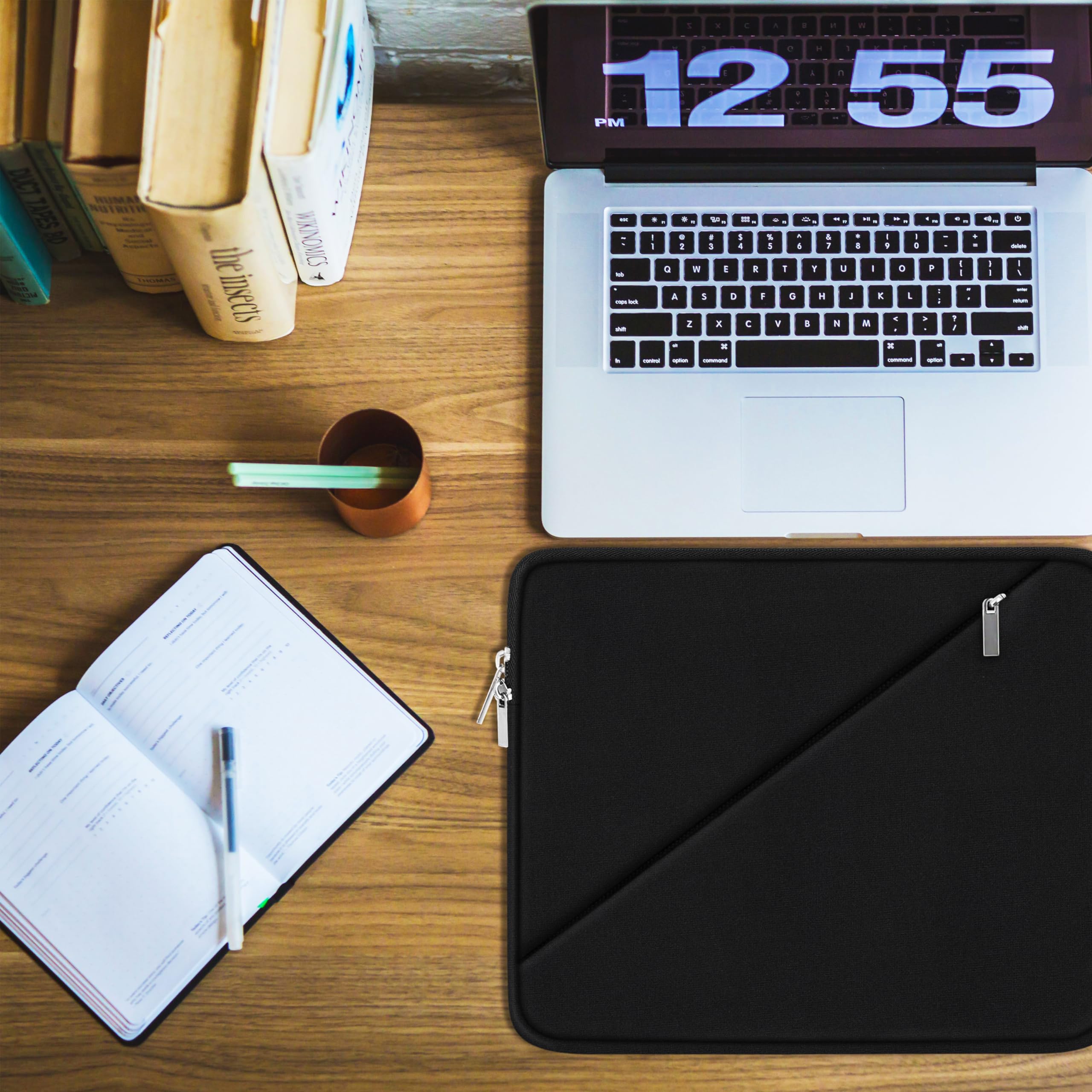 13.3 Inch Laptop Sleeve Case - Compatible with MacBook Pro 14 Inch, MacBook Air, Dell, HP, Lenovo - Travel Computer Bag with Pocket, Black - Perfect for Work, School, and Travel
