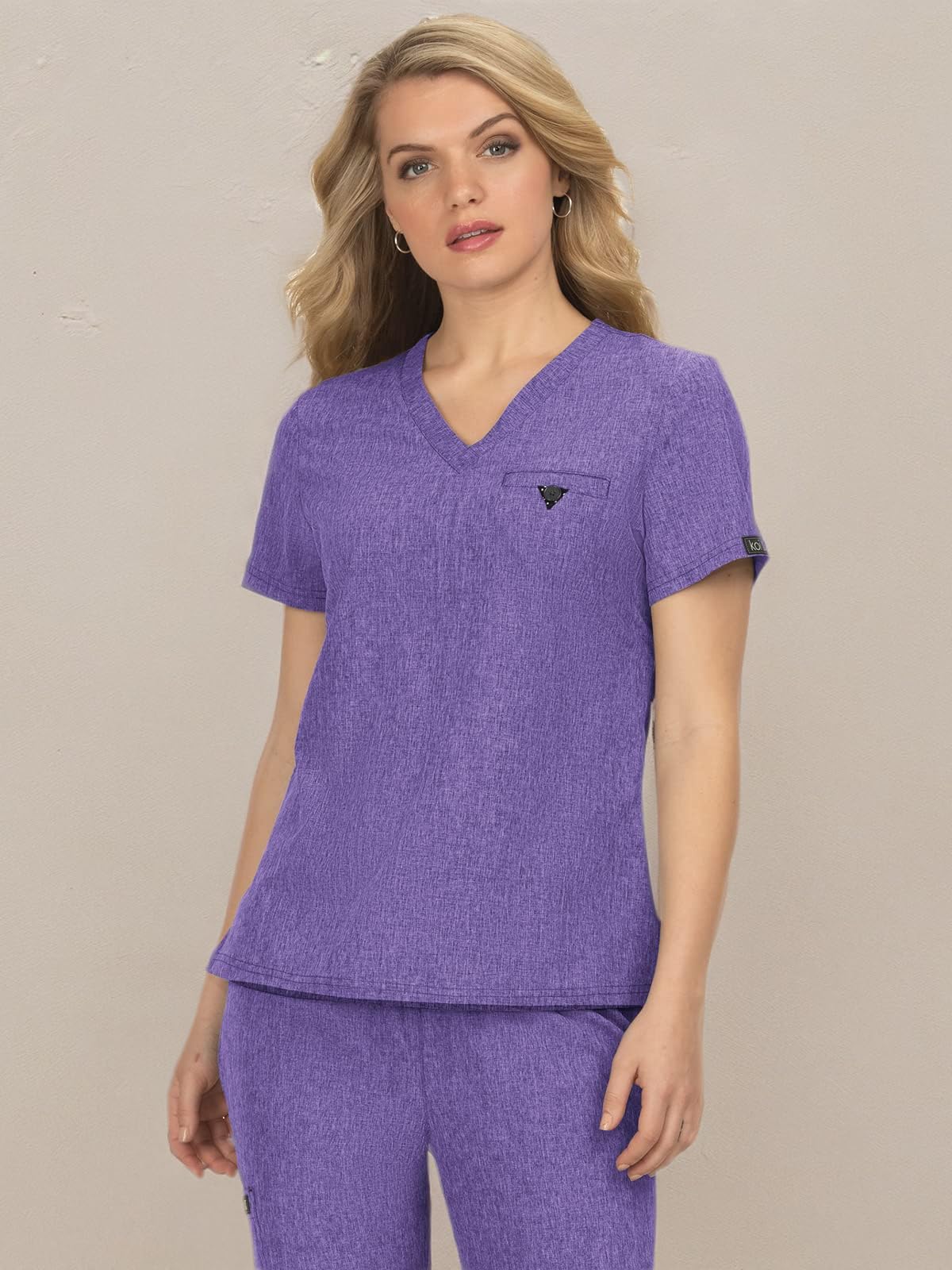 KOI Basics 1011 Kade Top - Heather Wisteria Loose Fit Casual T-Shirt for Women | Soft Cotton Blend | Everyday Wear, Layering & Street Style Outfits