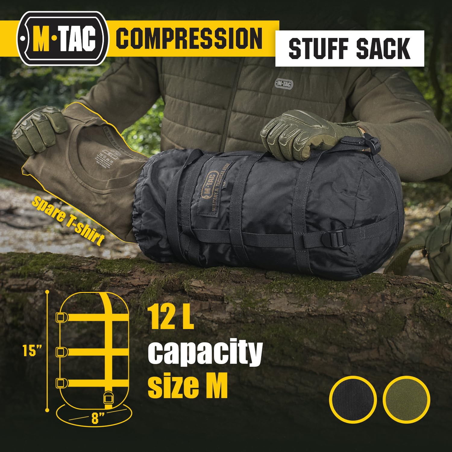 M-Tac Military Waterproof Compression Sack for Sleeping Bags - Lightweight Nylon Travel Camping Gear - Perfect for Hiking, Backpacking & Outdoor Adventures