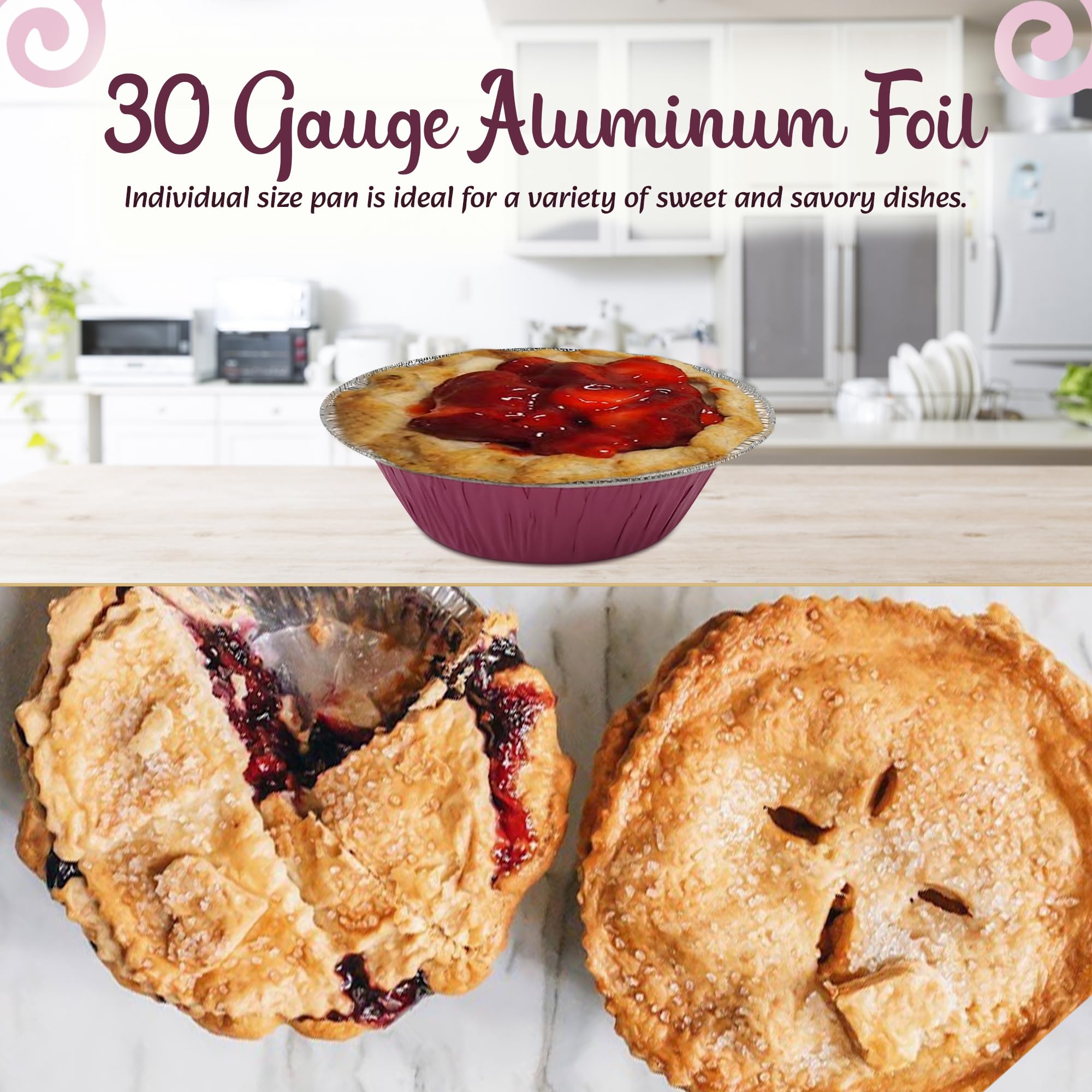 Premium 5 Inch Mini Pie Tins with Lids - Reusable Baking Pans for Pies, Tarts, Cobblers & Cakes - Professional & Home Kitchen Essential - 1000 Pack (Pink) | Perfect for Holiday Baking, Party Desserts & Small Batch Cooking