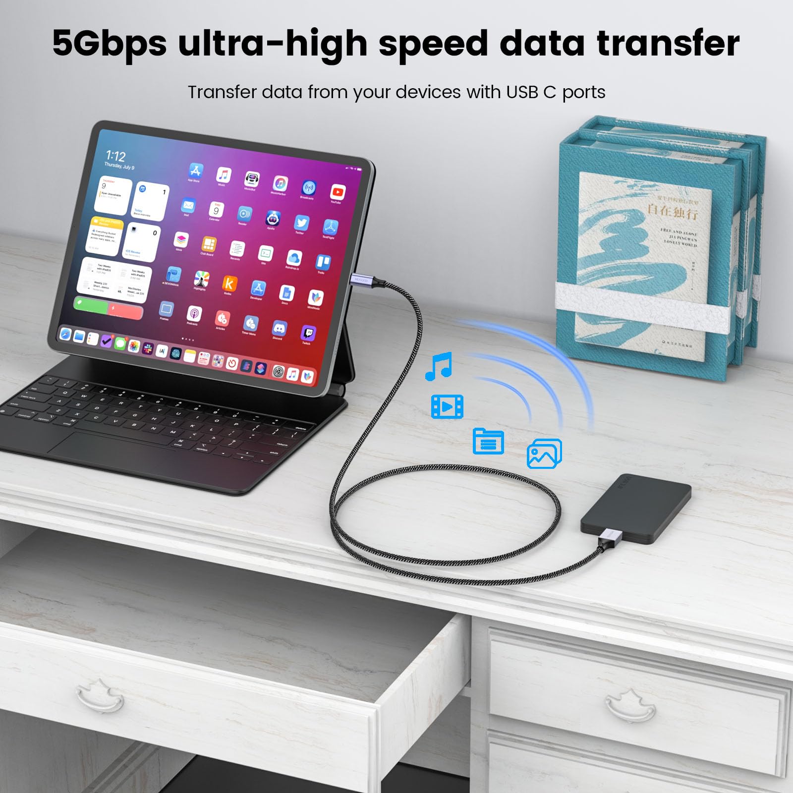 MOGOOD USB C to Micro USB 3.0 Cable (3.3ft) - High Speed Data Transfer & Charging Cable for External Hard Drives, Cameras - Compatible with Seagate, WD, Toshiba - Perfect for Backup, File Transfer & Portable Storage Solutions