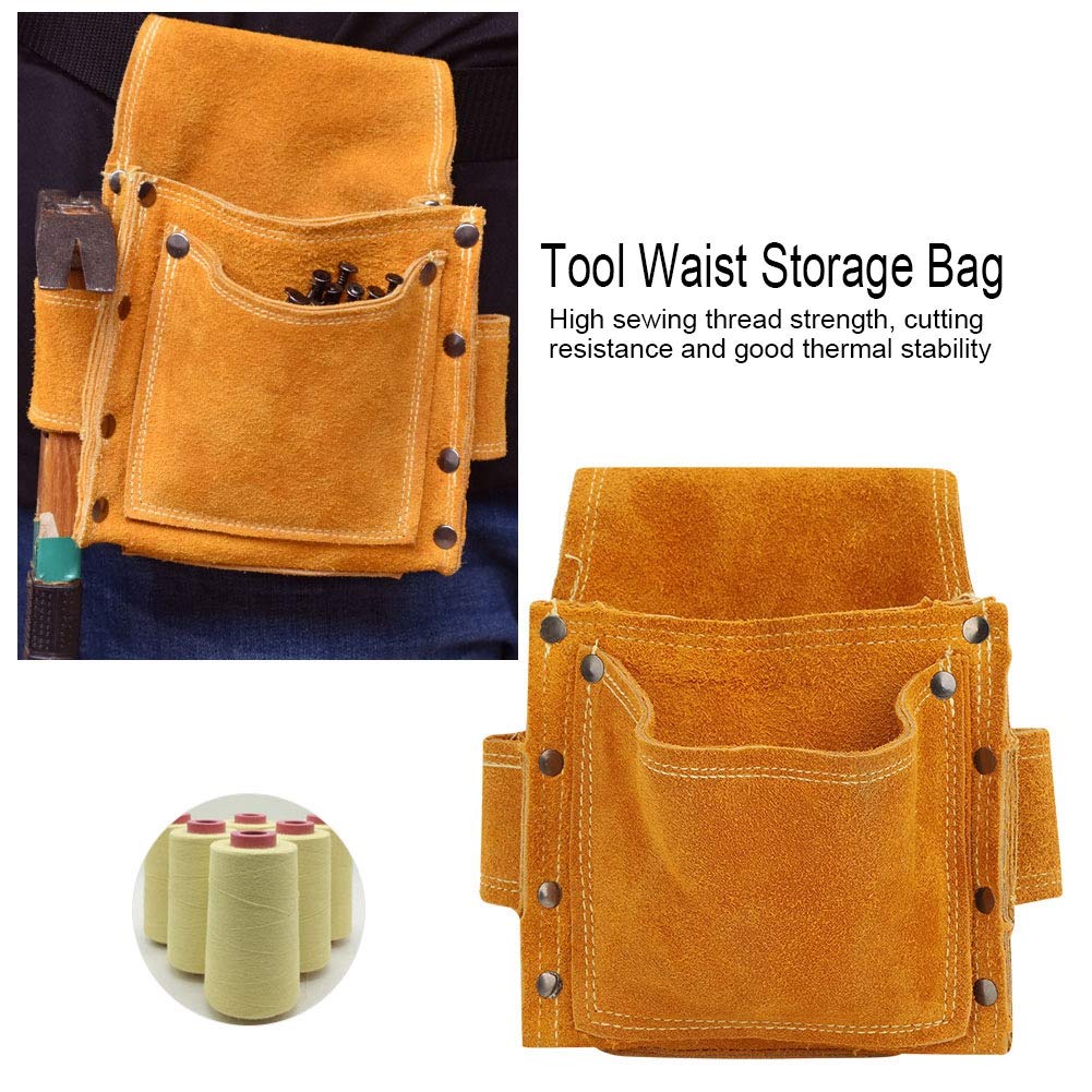 Durable Cowhide Tool Waist Bag for Woodworking & Interior Decoration | Heavy Duty Construction Utility Belt | Perfect for Carpenters, Electricians & DIY Home Improvement Projects