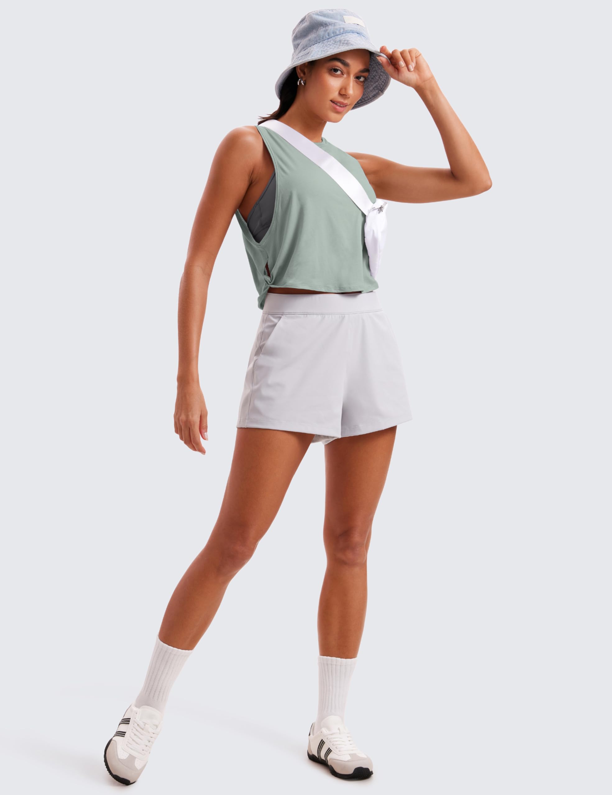 CRZ YOGA Women's Pima Cotton Cropped Workout Tank Top - Sleeveless Athletic Yoga Running Gym Shirt for Women | Perfect for Yoga, Pilates, Running & Gym Workouts