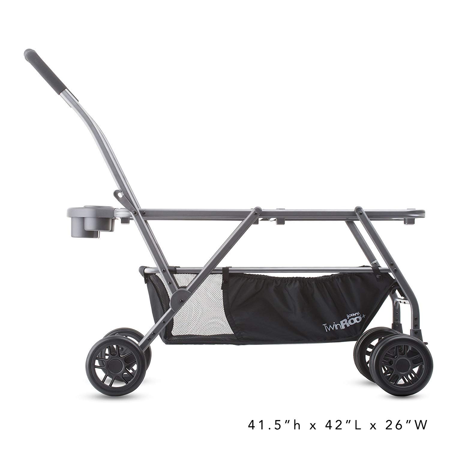 Joovy Twin Roo Lightweight Double Stroller Frame - Compatible with 2 Infant Car Seats - Compact Foldable Design for Twins - Perfect for Travel, Shopping & Daily Outings with Babies