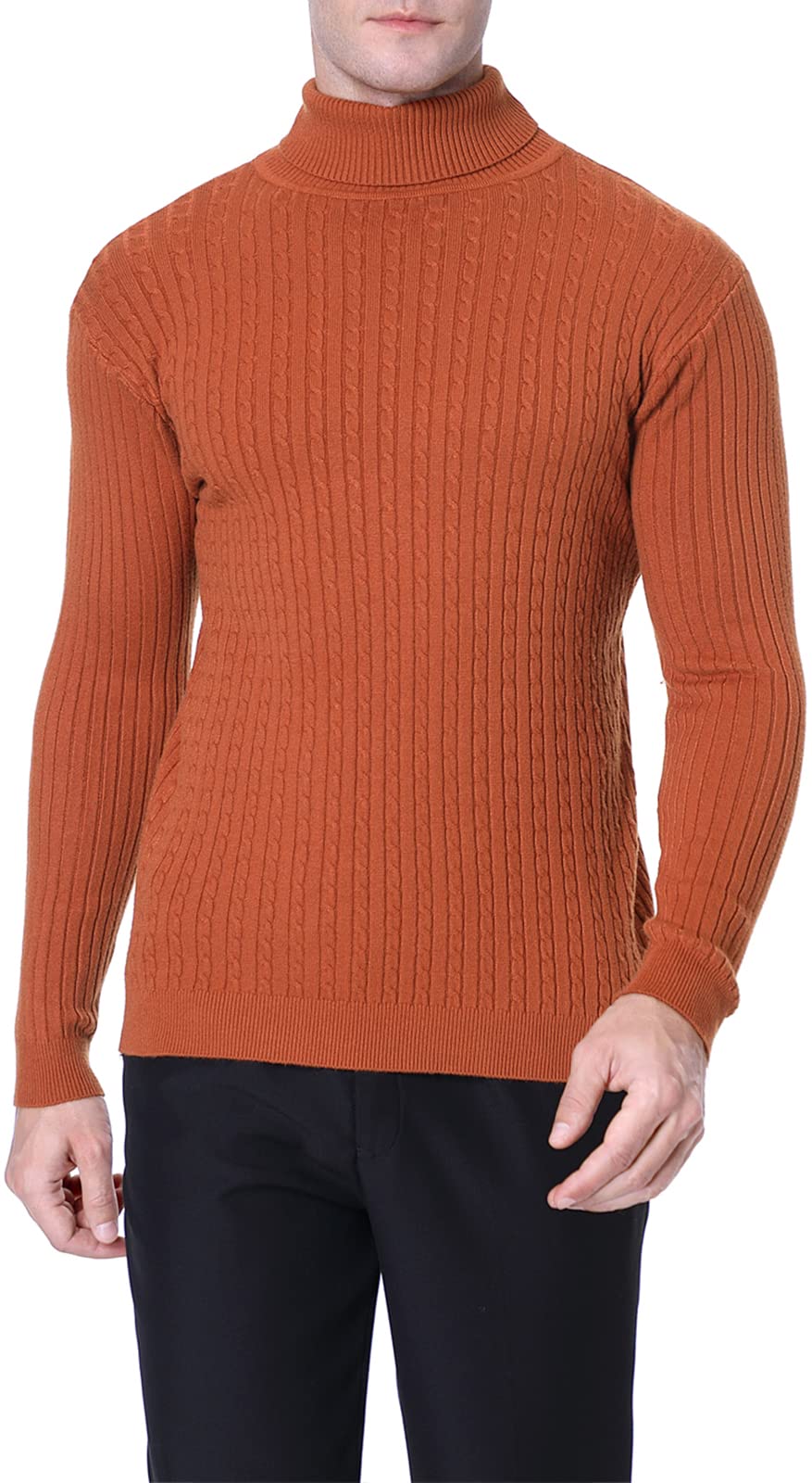 QZH.DUAO Men's Slim Fit Turtleneck Sweater - Casual Twist Pattern Pullover for Fall Winter Fashion | Office Wear & Date Night Outfits