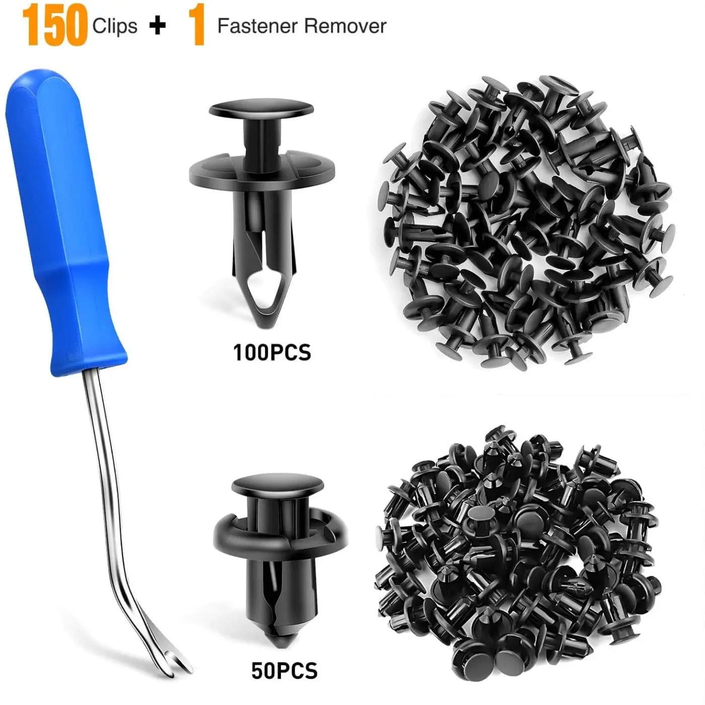 150 Pcs Universal Car Push Retainer Clips Kit - 2 Sizes Auto Fastener Clips for Door Panels, Bumpers & Interior Trim - Durable Plastic Auto Body Clips Replacement for DIY Car Repairs