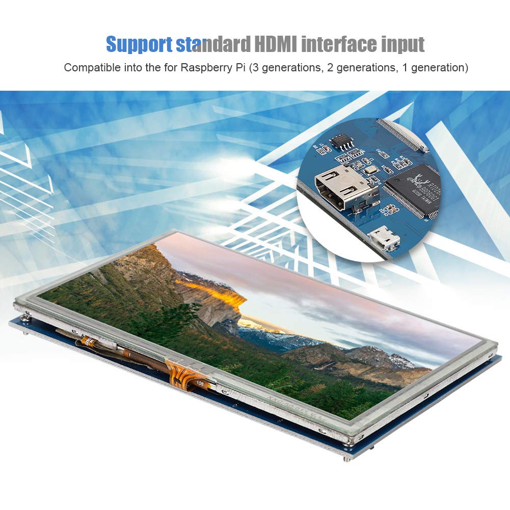 5 Inch 800x480 HDMI Touch Screen LCD Display for Raspberry Pi 3/2/B+ - HD Monitor with IPS Panel for DIY Projects, Gaming & Smart Home Control