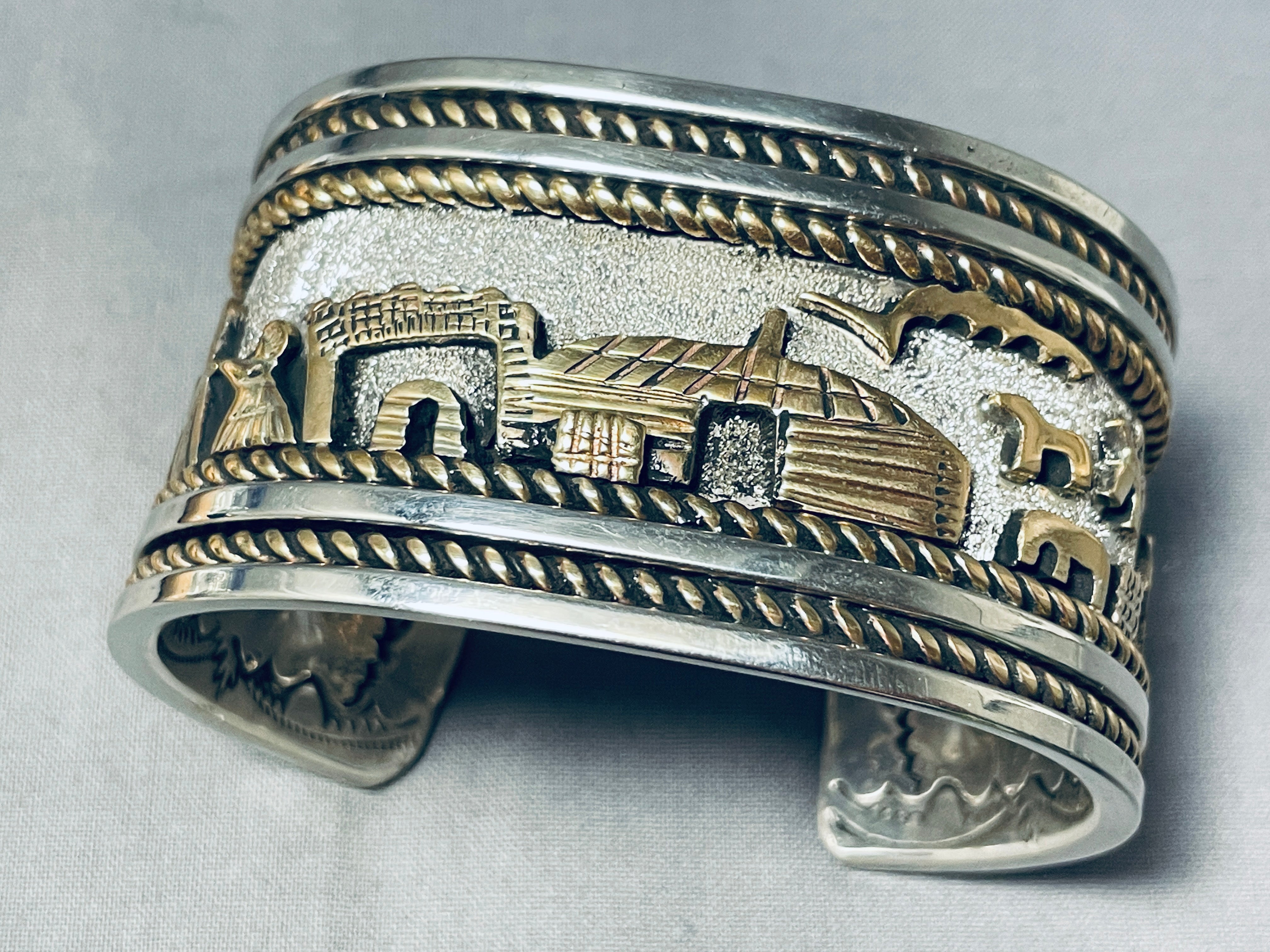 100 Grams Navajo Sterling Silver Wide Cuff Bracelet - Authentic Native American Jewelry for Women, Handmade Hogan Design - Perfect for Boho Fashion, Gift Giving & Special Occasions