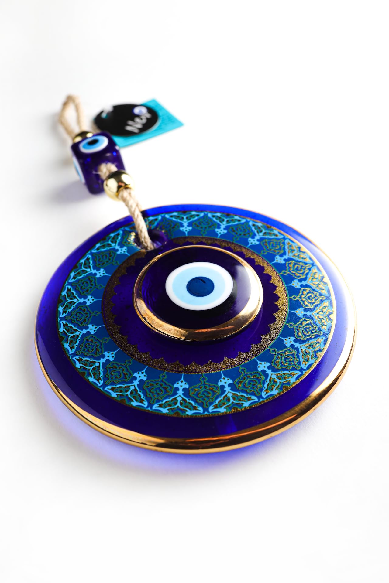 Evil Eye Wall Decor - 5.11 Inch Gold Frame with Intricate Motifs for Home Protection - Perfect for Living Room, Bedroom, or Office Spiritual Decor