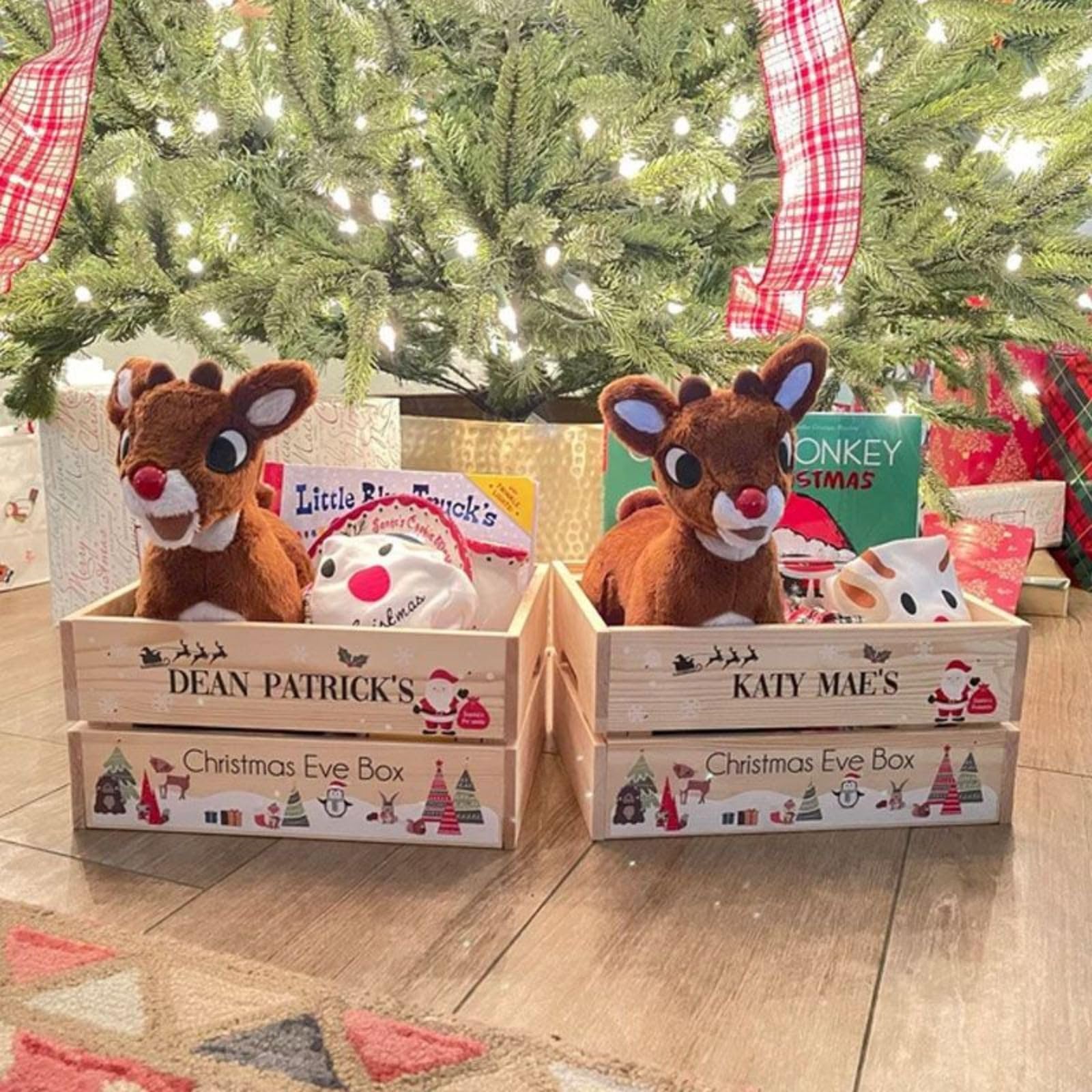 Personalized Wooden Christmas Eve Crate - Custom Christmas Gift Box for Kids & Family | Holiday Decor, Present Storage & Festive Keepsake Box