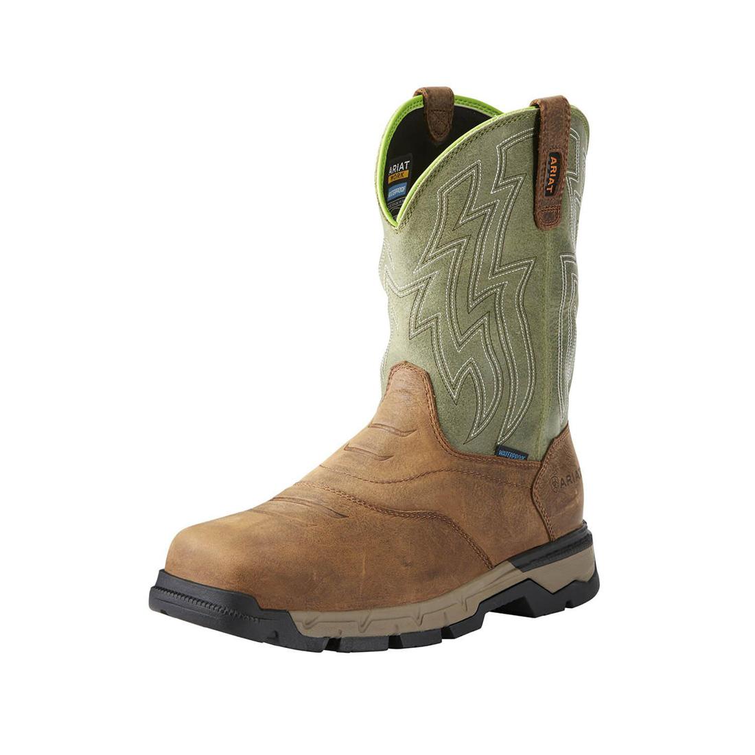 Rebar Flex Composite Toe Waterproof Pull On Western Work Boots - Slip Resistant Safety Shoes for Construction, Farming & Outdoor Work