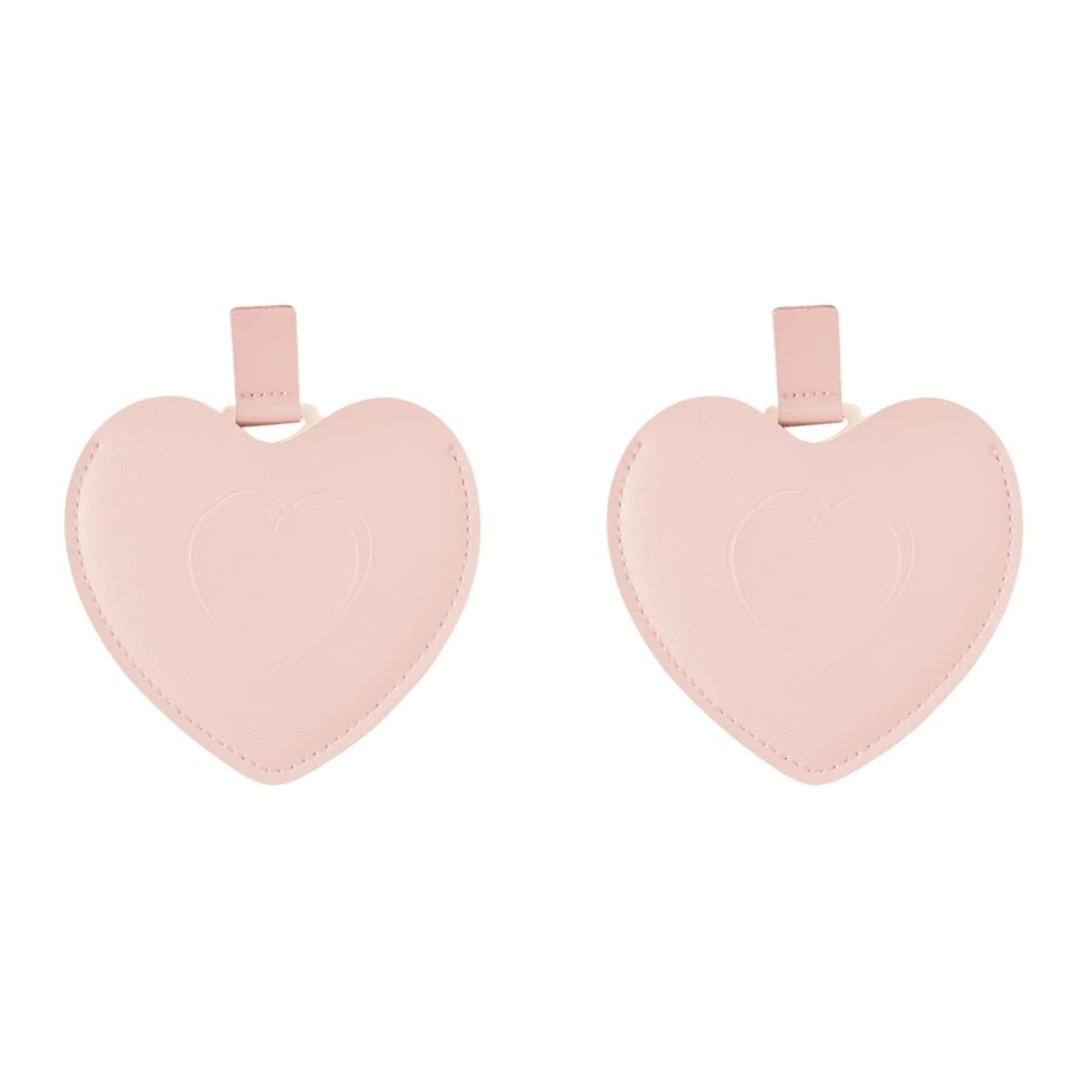 FRCOLOR Set of 2 Mini Heart Shaped Makeup Mirrors - Portable Travel Handheld Cosmetic Mirror for Purse, Compact Pocket Mirror for Touch-ups On The Go, Perfect for Home, Office, Travel & Gift Giving
