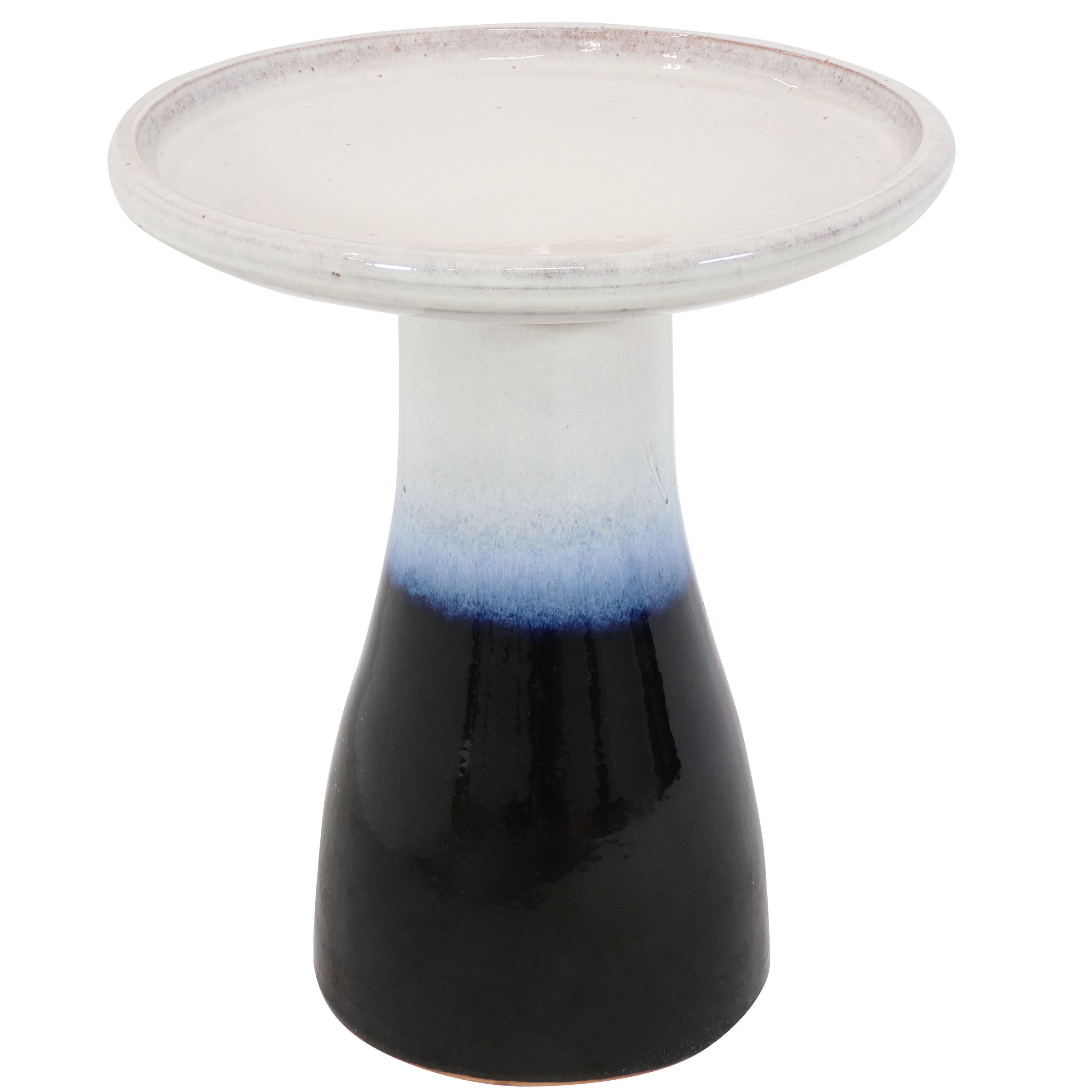 Sunnydaze 18 Inch Glazed Ceramic Outdoor Bird Bath - Garden Decor for Attracting Birds & Enhancing Outdoor Spaces