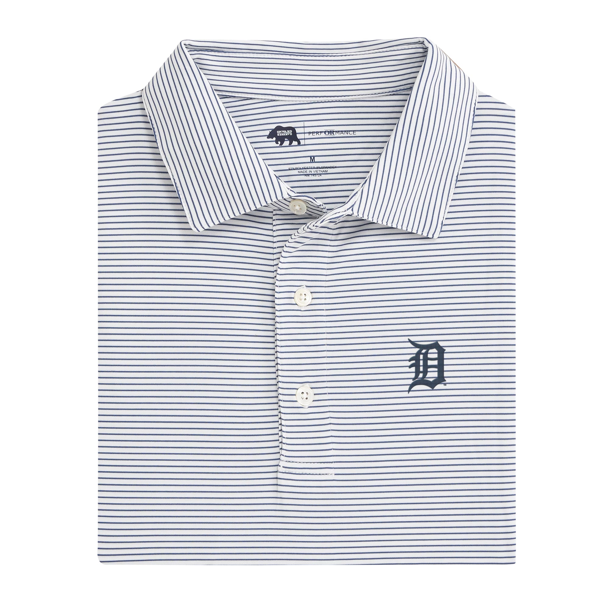 Detroit Tigers Birdie Stripe Performance Polo Shirt for Men - Moisture-Wicking Golf & Casual Wear - Official MLB Licensed Apparel