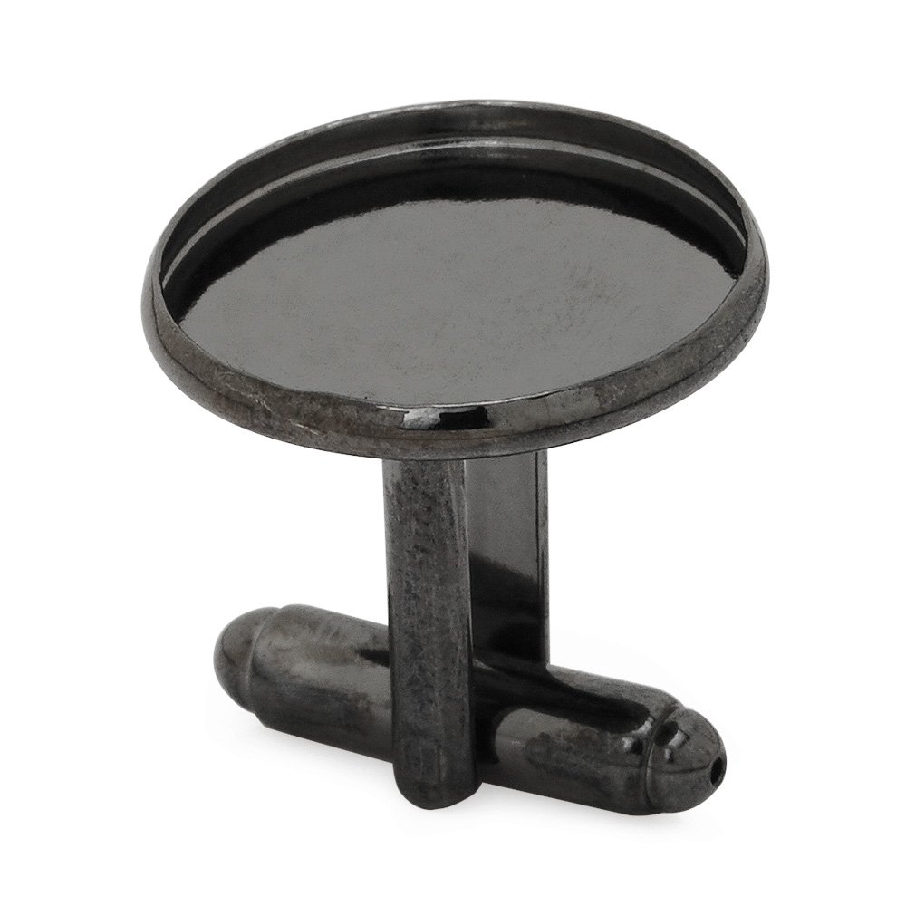 20PCS Gun Metal Black Cufflink Blanks with 18mm Round Bezel Setting for Cabochons - Bulk Wholesale Jewelry Making Supplies for DIY Crafting, Weddings & Formal Events