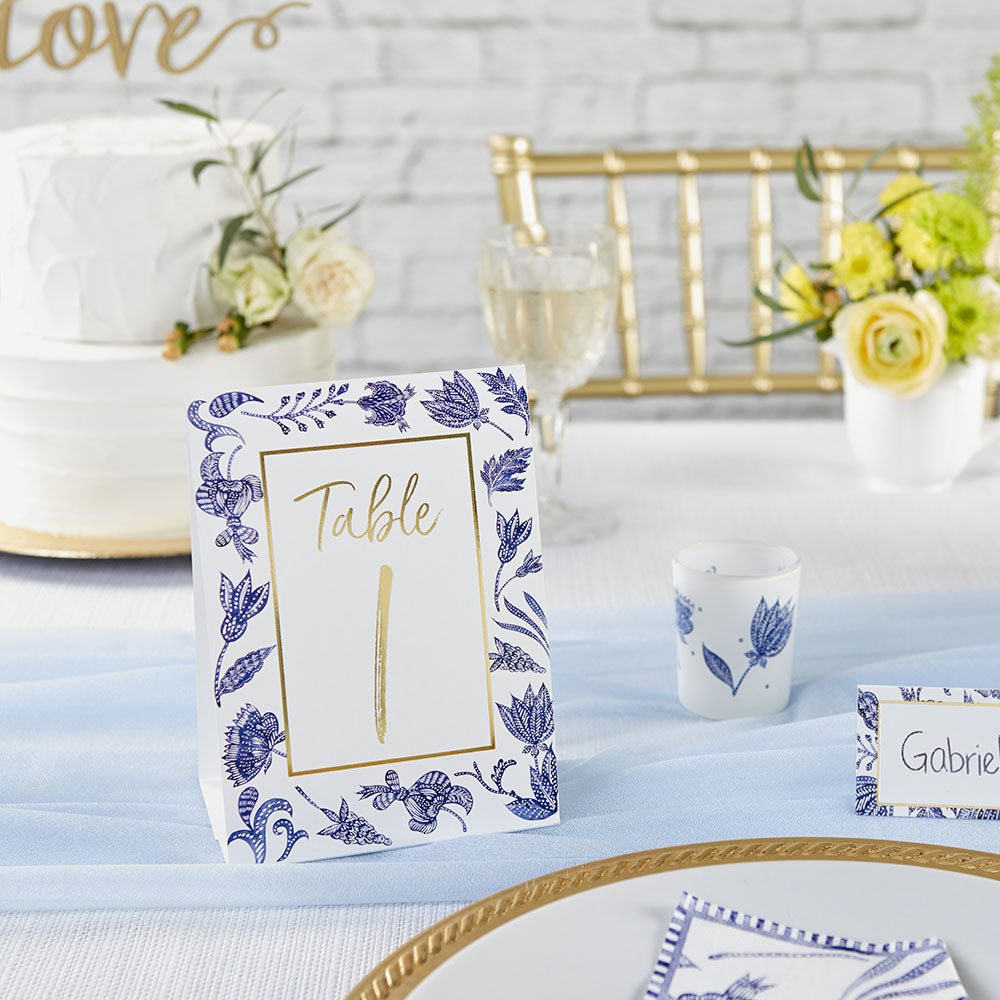 Blue Willow Wedding Table Numbers Set of 1-25 - Elegant Table Cards for Wedding Reception, Bridal Shower, Anniversary & Special Events