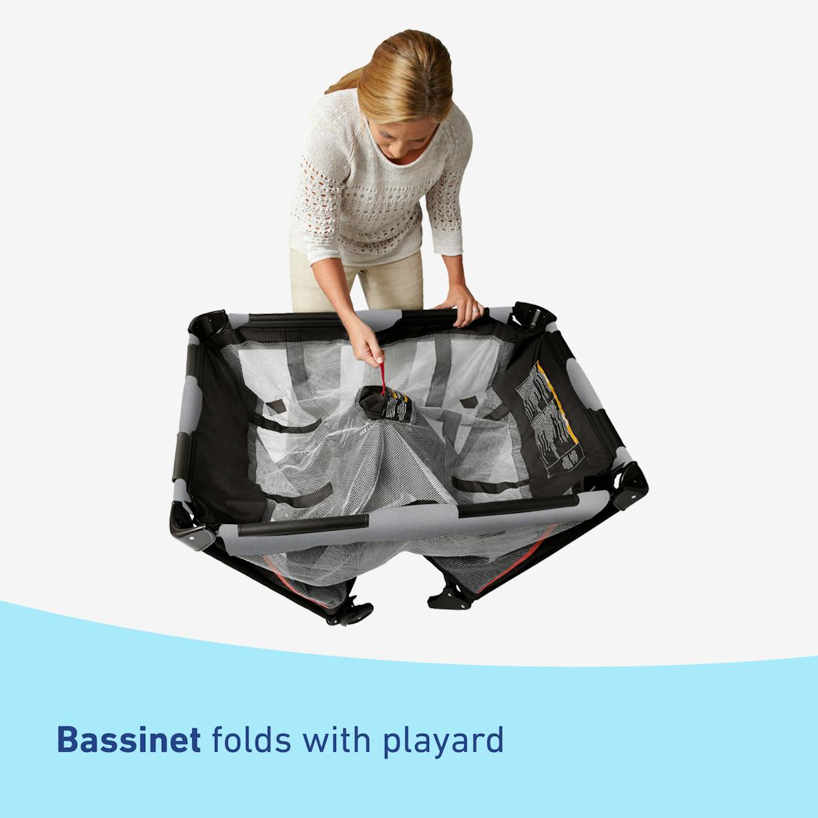 Graco Pack 'n Play On The Go 2-Level Playard - Portable Baby Playpen with Removable Bassinet & Changing Station - Perfect for Travel, Nursery & Daycare Use