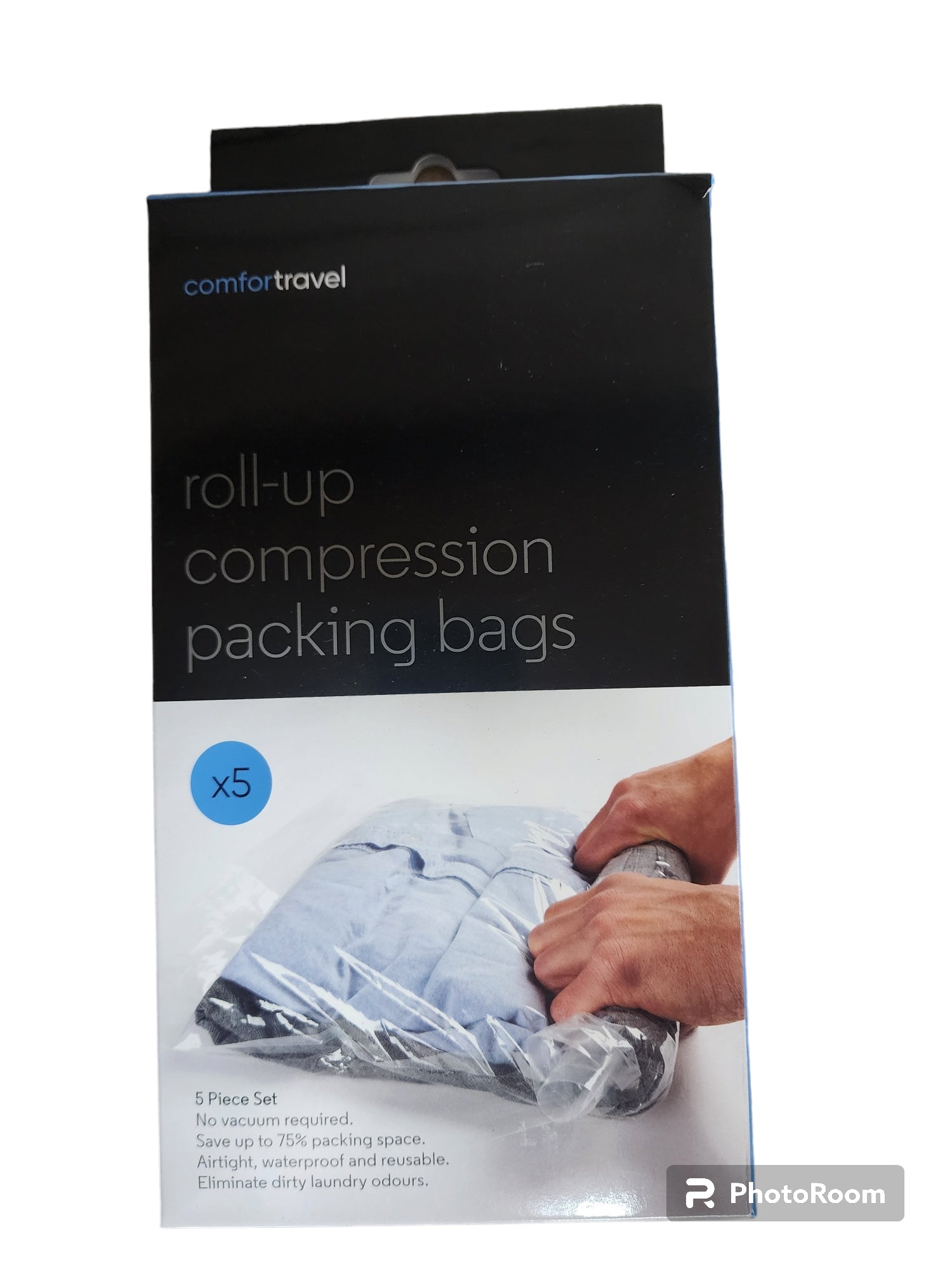 17010 Roll Up Compression Packing Bags - Pack of 5 | Space-Saving Travel Organizers for Clothes & Accessories | Perfect for Vacations, Camping & Business Trips