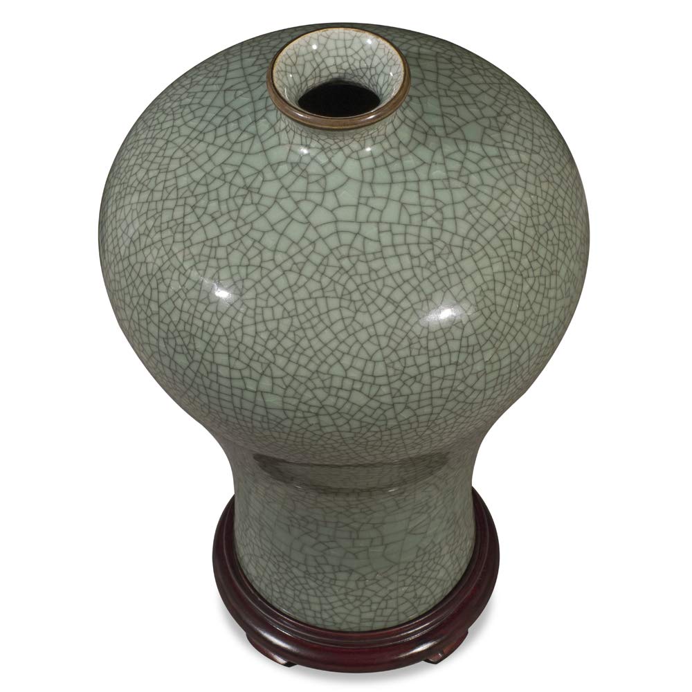 Antique Chinese Crackle Celadon Porcelain Vase - Song Dynasty Style Home Decor for Living Room, Office & Luxury Interior Design