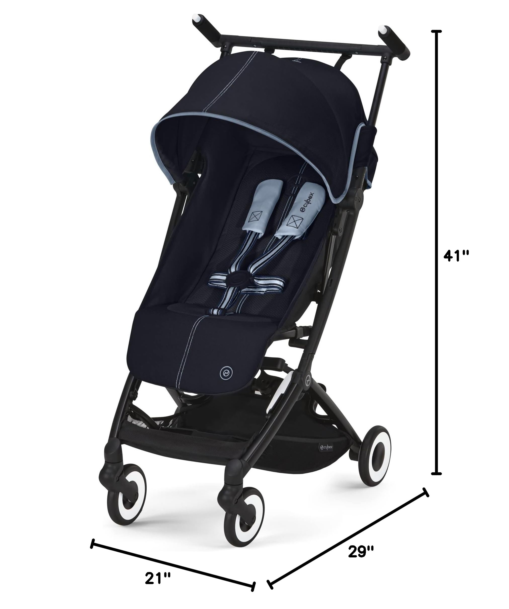 Cybex Libelle Lightweight Compact Travel Baby Stroller - FAA Approved Carry-On Foldable Stroller with One-Hand Recline | Compatible with CYBEX Car Seats | Ocean Blue | Perfect for Air Travel, City Walks & Daily Errands