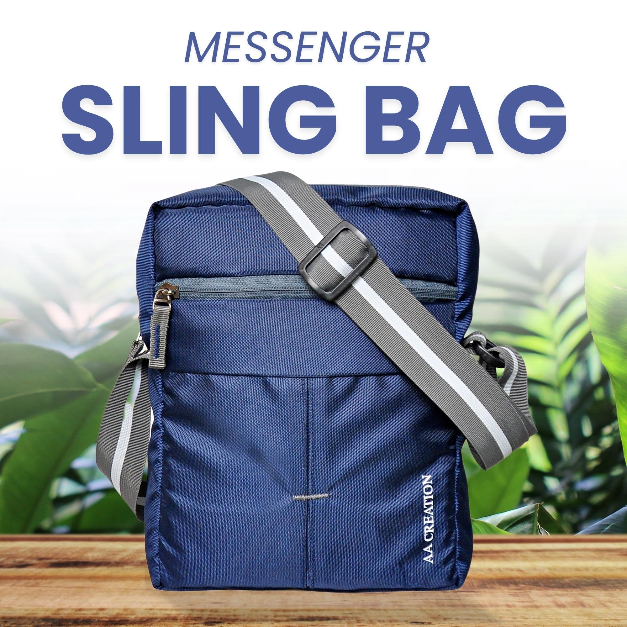 AA CREATION Unisex Cross Body Messenger Sling Bag - 10L Spacious Durable Polyester Utility Bag for Travel, Work & Daily Use - Perfect for Office, Business & Outdoor Activities