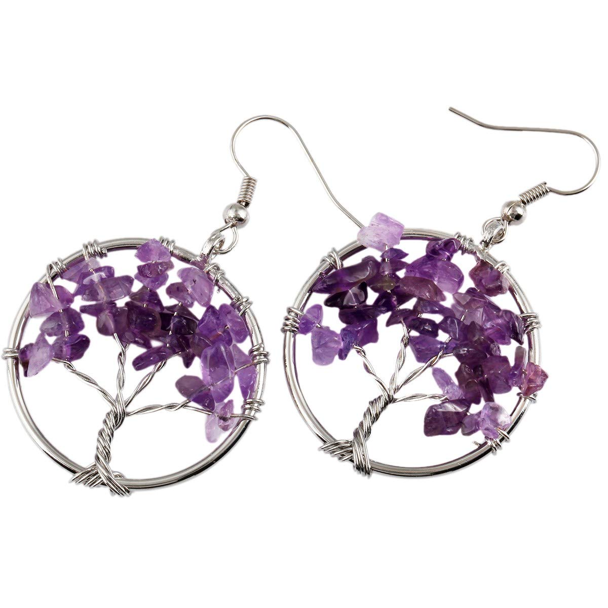Nupuyai Crystal Dangle Earrings for Women - Elegant Tumbled Stone Hook Earrings | Perfect for Parties, Weddings & Everyday Wear