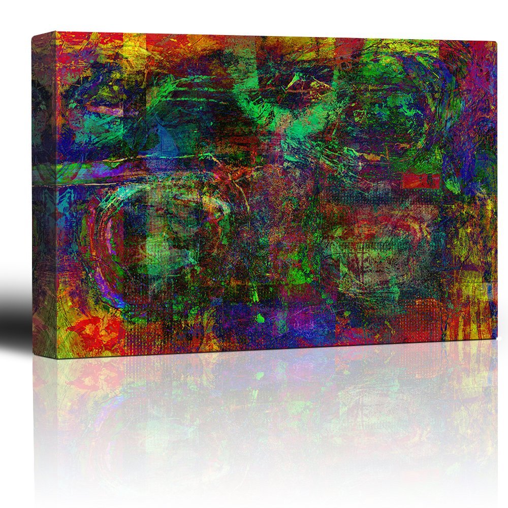 Colorful Swirly Striped Abstract Canvas Wall Art - 24x36 Inch Giclee Print Textured Background Painting for Living Room, Bedroom & Office Decor | Modern Rustic Home Art by wall26
