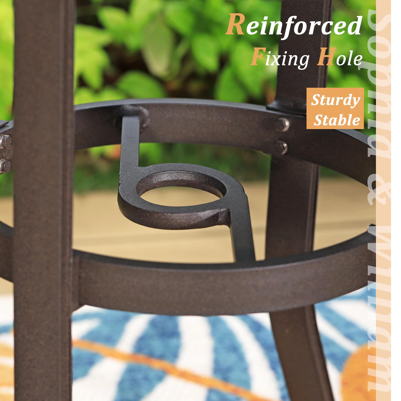 Sophia & William 3-Piece Cast Aluminum Outdoor Bar Set - Round Patio Bar Table with 2 Swivel Counter Height Chairs - Modern Bistro Pub Set for Backyard, Deck, Poolside & Garden Relaxation