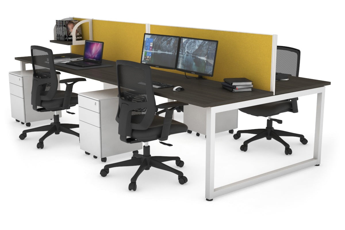 Quadro Loop Legs 4 Person Office Workstation Desk - 1800L x 700W - Modern Collaborative Workspace Solution for Team Projects & Office Meetings