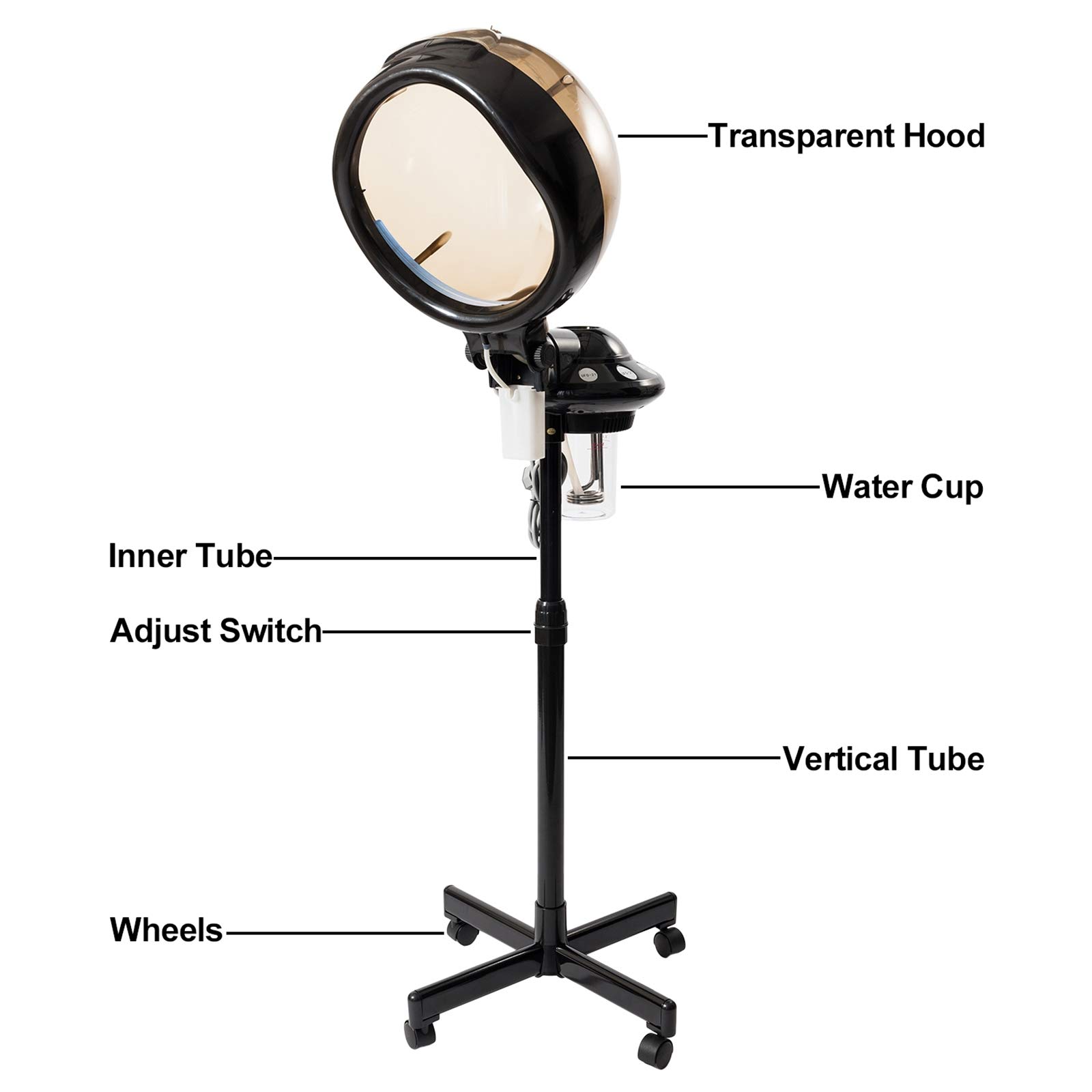 Ochine Professional Salon Standing Hair Steamer with Hooded Cap - Deep Conditioning Treatment for Natural & Curly Hair | Commercial & Home Use Hair Dryer & Styling Tool | Perfect for Spa, Barber Shops & At-Home Hair Care
