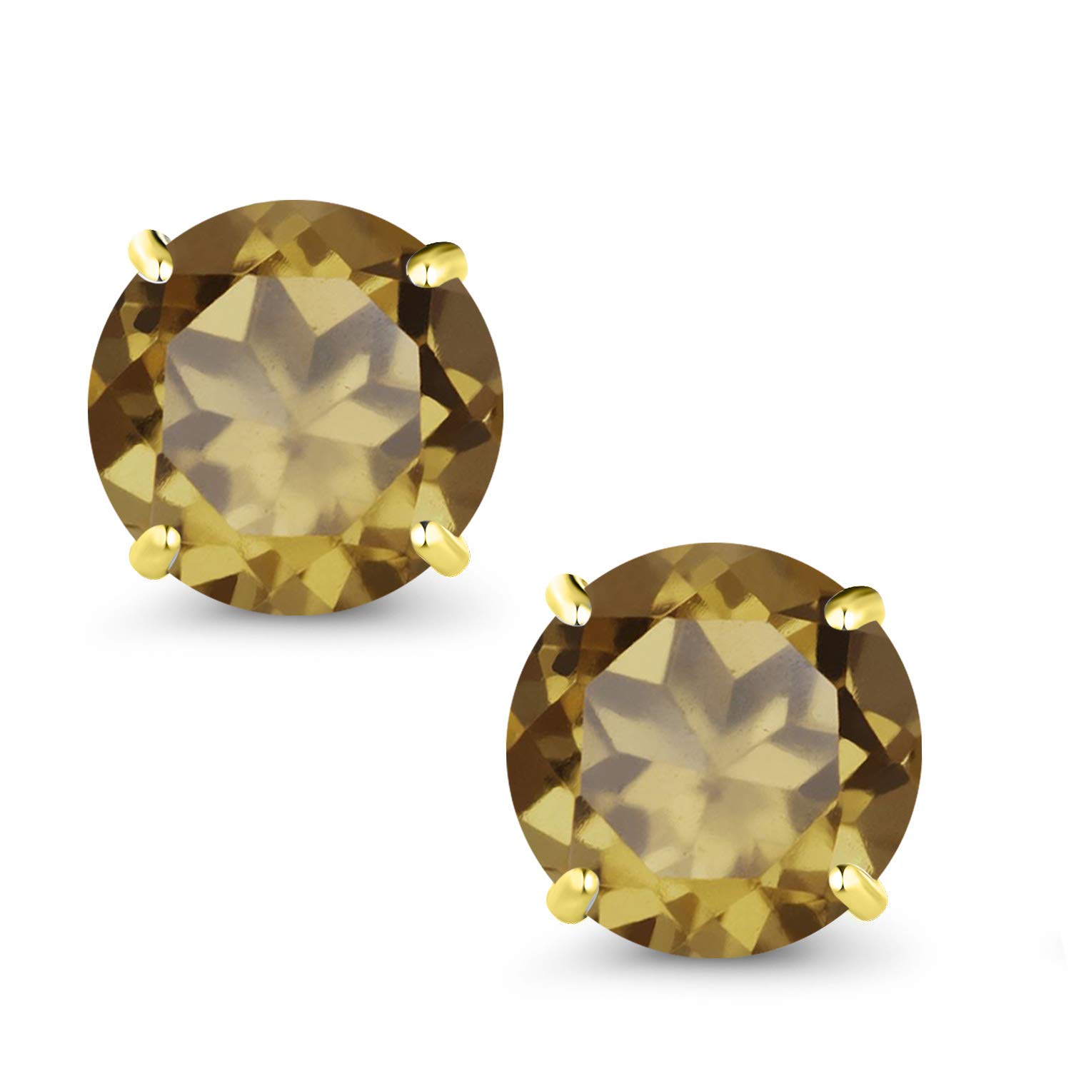 10K Yellow Gold Round 7MM Gemstone Birthstone Stud Earrings for Women & Men | Genuine Gemstone Jewelry | Perfect Gift for Birthday, Anniversary & Special Occasions