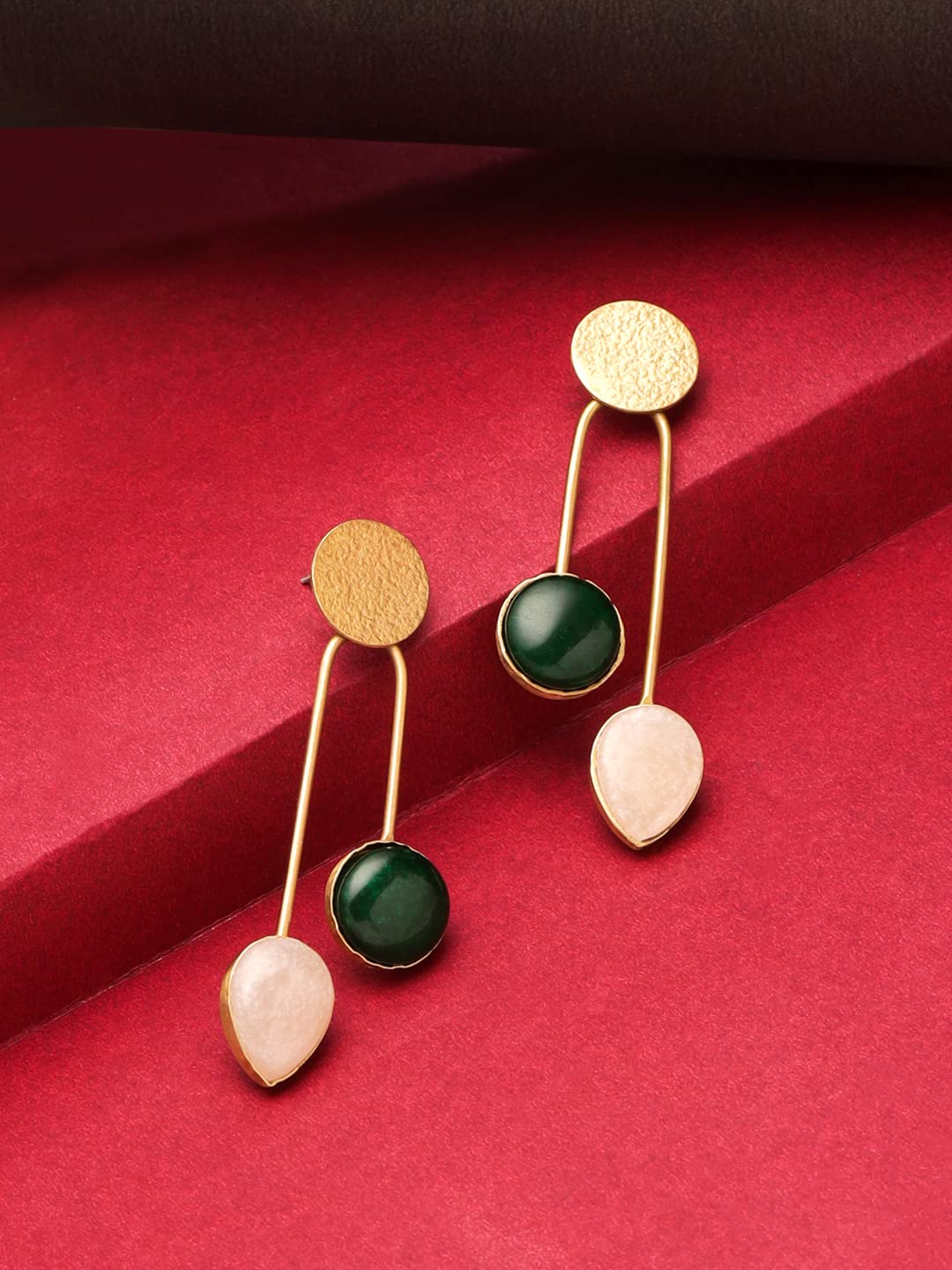 Golden Drop Earrings for Women - Yellow Stone Studded Chime Earrings | 24K Gold Plated Dangle Jewelry | Perfect Birthday & Anniversary Gift for Wife, Girlfriend, Daughter | Elegant for Parties, Weddings & Daily Wear