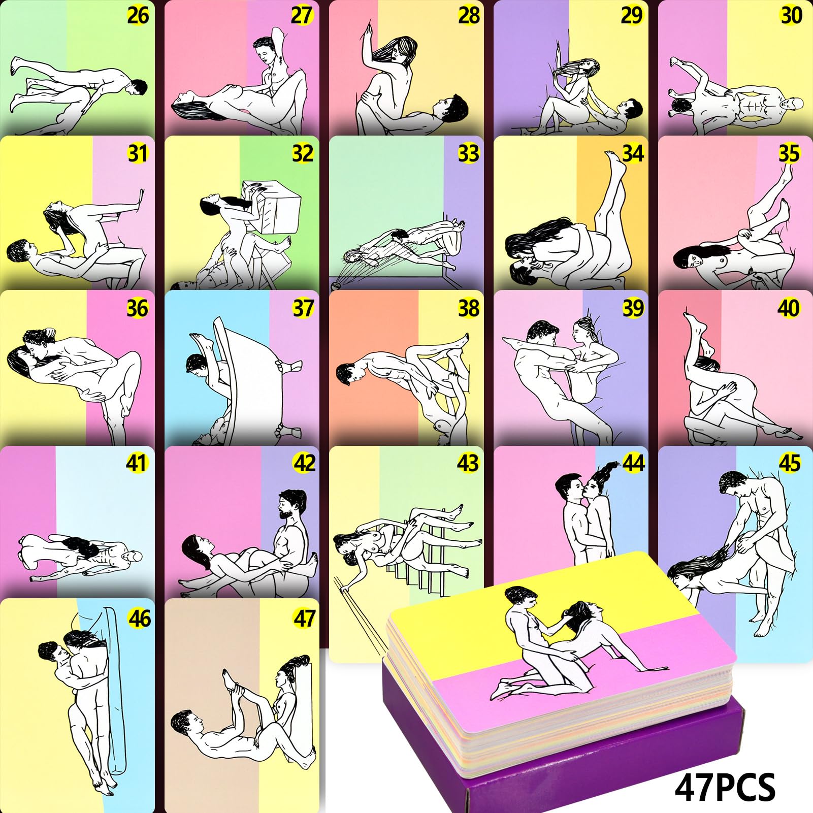 Sex Position Cards for Couples - 50 Erotic Playing Cards with Fun Bedroom Games & Romantic Date Night Ideas - Perfect Adult Toy Gift for Lovers (Great for Anniversary, Valentine's Day & Spicing Up Relationships)