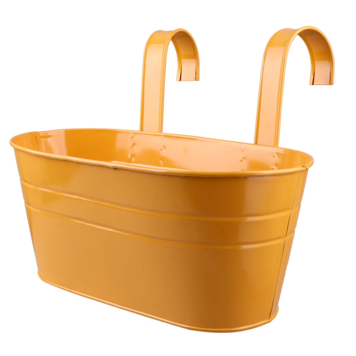 1 Pack Detachable Wall Mounted Hanging Plant Holder - Oval Iron Barrel Flower Pot with Double Hook for Home, Garden, and Indoor Decor (Orange) - Perfect for Balconies, Patios, and Living Room Plant Displays