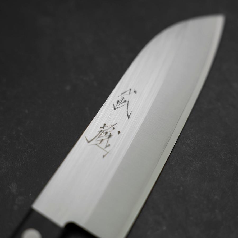 Premium Santoku Knife 140mm - SKD12 High Carbon Steel, Polished Blade with Western Black Handle - Perfect for Slicing, Dicing, and Chopping Vegetables, Meat, and Fish in Professional Kitchens & Home Cooking