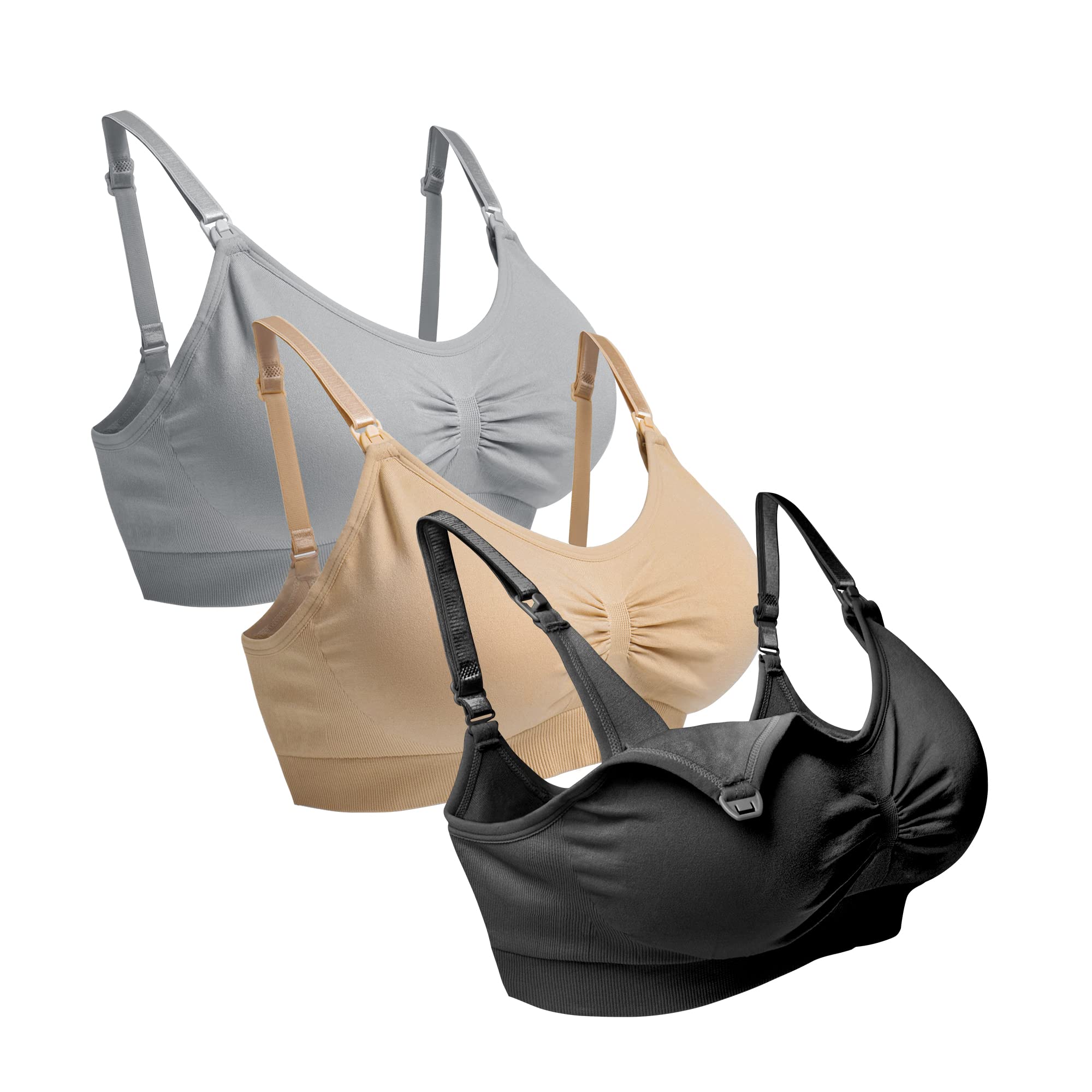 Comfortable Maternity Nursing Bra - Seamless Breastfeeding Bras for Women, 3 Pack (Sizes S-XXL) - Perfect for Pregnancy, Postpartum & Nursing Moms