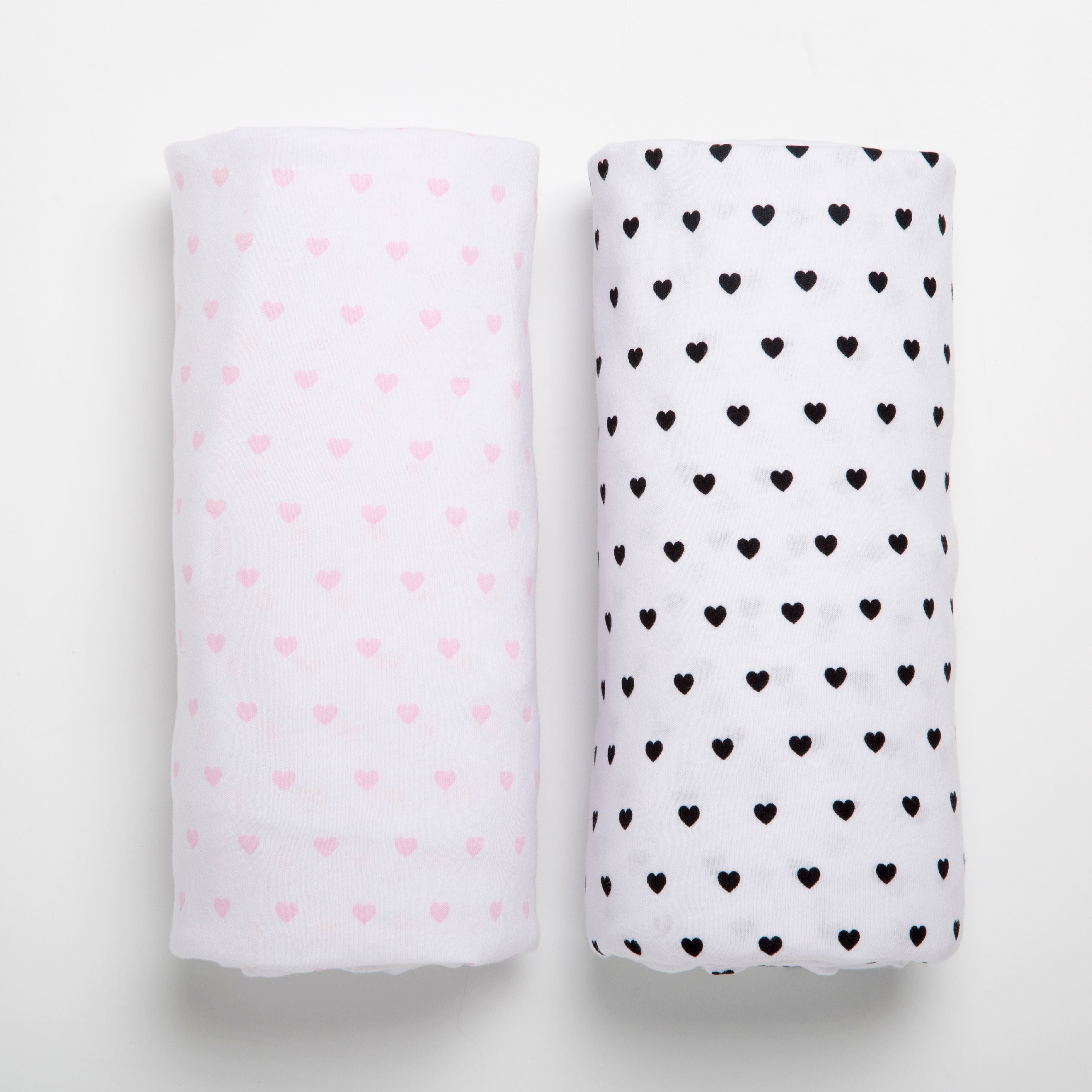 Hearts Fitted Crib Sheets 2 Pack - Soft Baby Crib Sheets for Nursery, Girls & Boys - Perfect for Nursery Decor, Baby Showers & Newborn Essentials