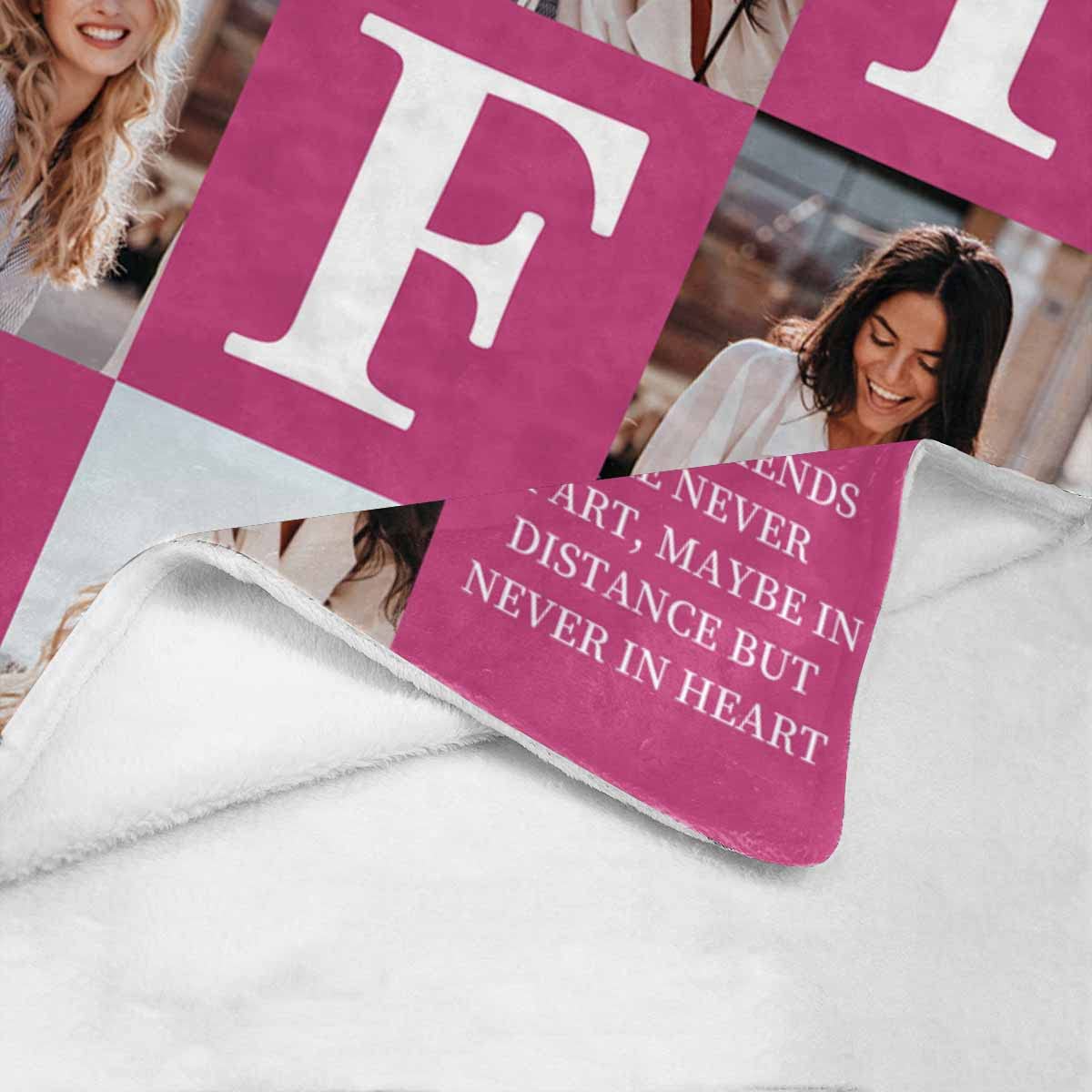 Custom Photo Blanket for Best Friends - Personalized Fleece Throw Blanket 60x80 - Perfect BFF Gift for Women, Teen Girls & Long Distance Friends - Soft Cozy Blanket for Birthday, Sister Gift & Movie Nights